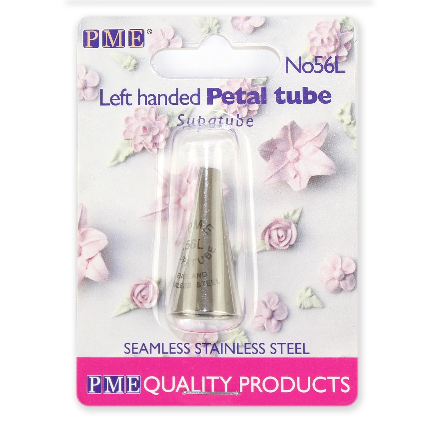 Pme 56L Seamless Stainless Steel Small Petal Supatube Decorating Tip, For Left Handed Use