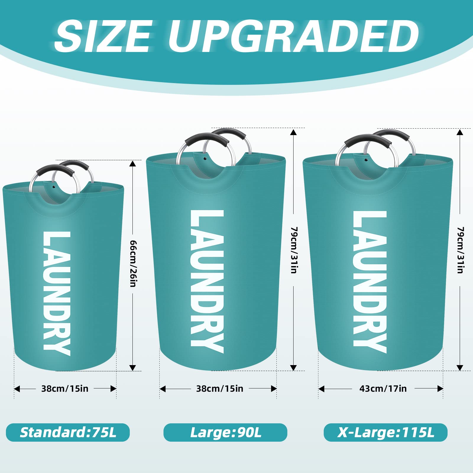 StorageRight 75L Large Laundry Basket  Laundry Hamper  Dirty Clothes Hamper for Laundry  Collapsible  Waterproof Laundry Baskets with Foam Protected Aluminum Handles for Laundry  Dorm  Family (Green)