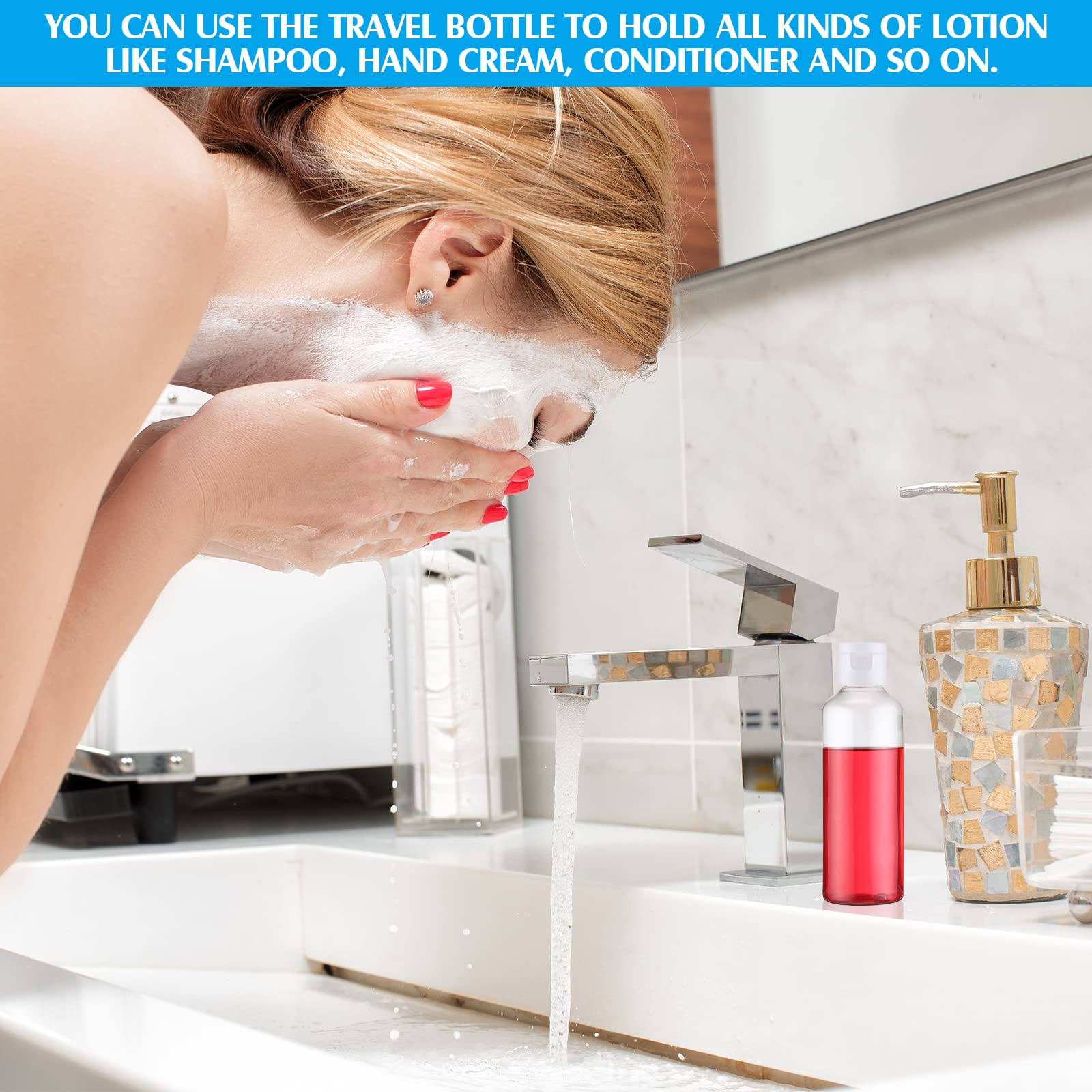 100 Pcs 3.4Oz Small Travel Bottles Plastic Empty Squeeze Bottle Transparent Refillable Shampoo Travel Container With 5 Funnel Fo