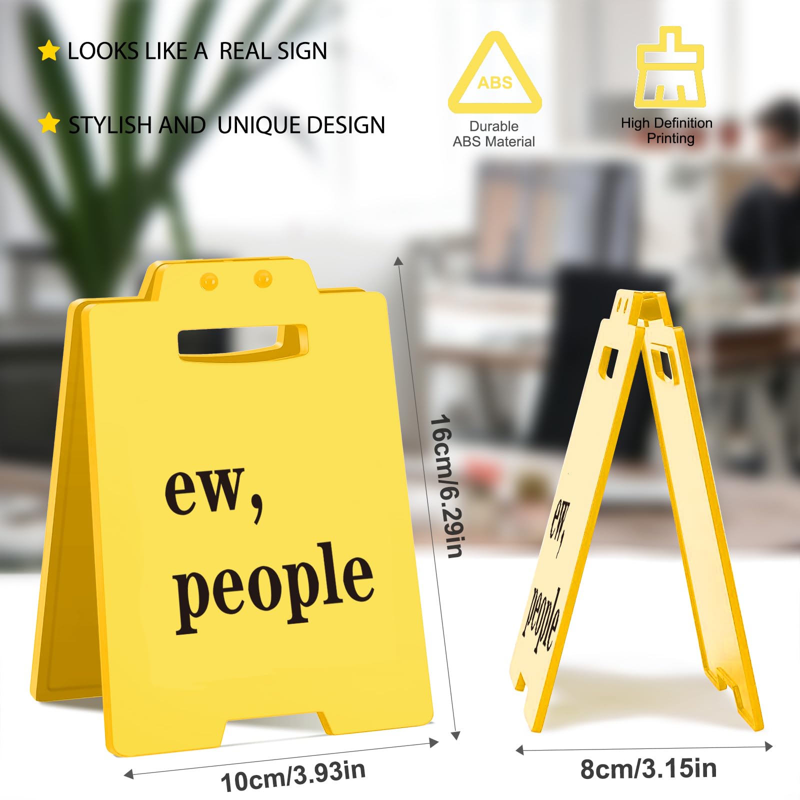 Funny Office Desk Sign - ew, people    - Sarcastic Desk Decor for Introverts, Coworkers, or Remote Workers - Gag Gift for Office