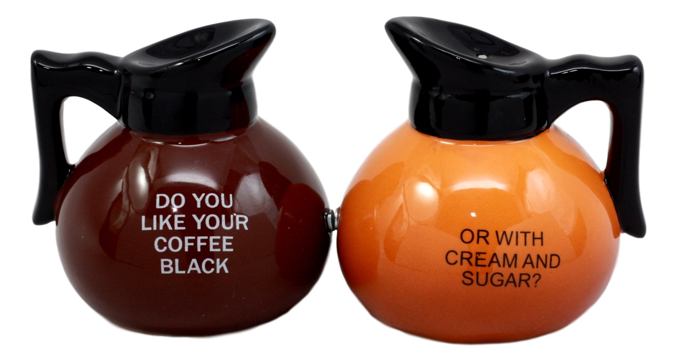 Ebros Bed And Breakfast Black Or Cream Coffee Pots Salt & Pepper Shakers Ceramic Magnetic Figurine Set 3.25''H Rise And Shine Co