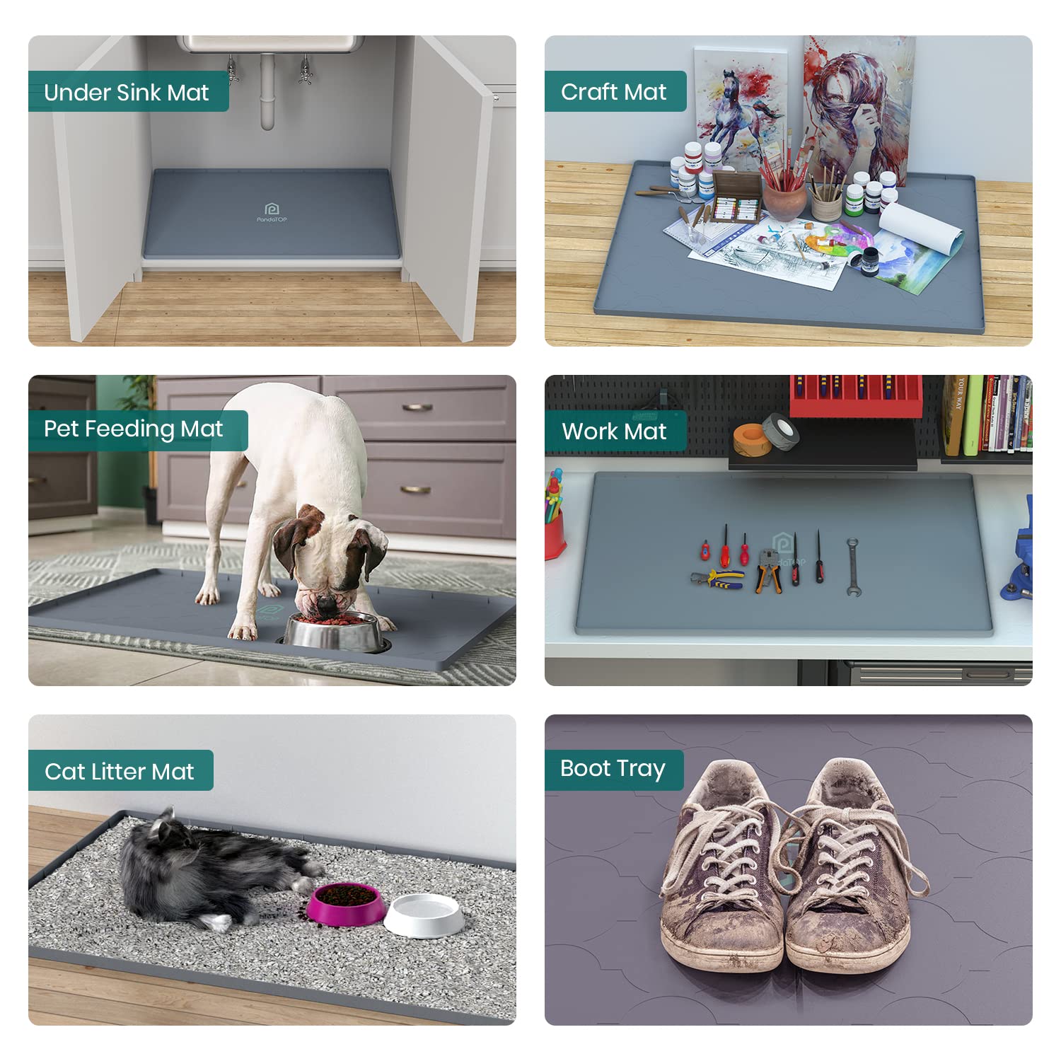 Under Sink Mat, 28'' X 19'' Silicone Kitchen Cabinet Tray, Waterproof & Flexible Under Sink Liner For Kitchen Bathroom And Laund