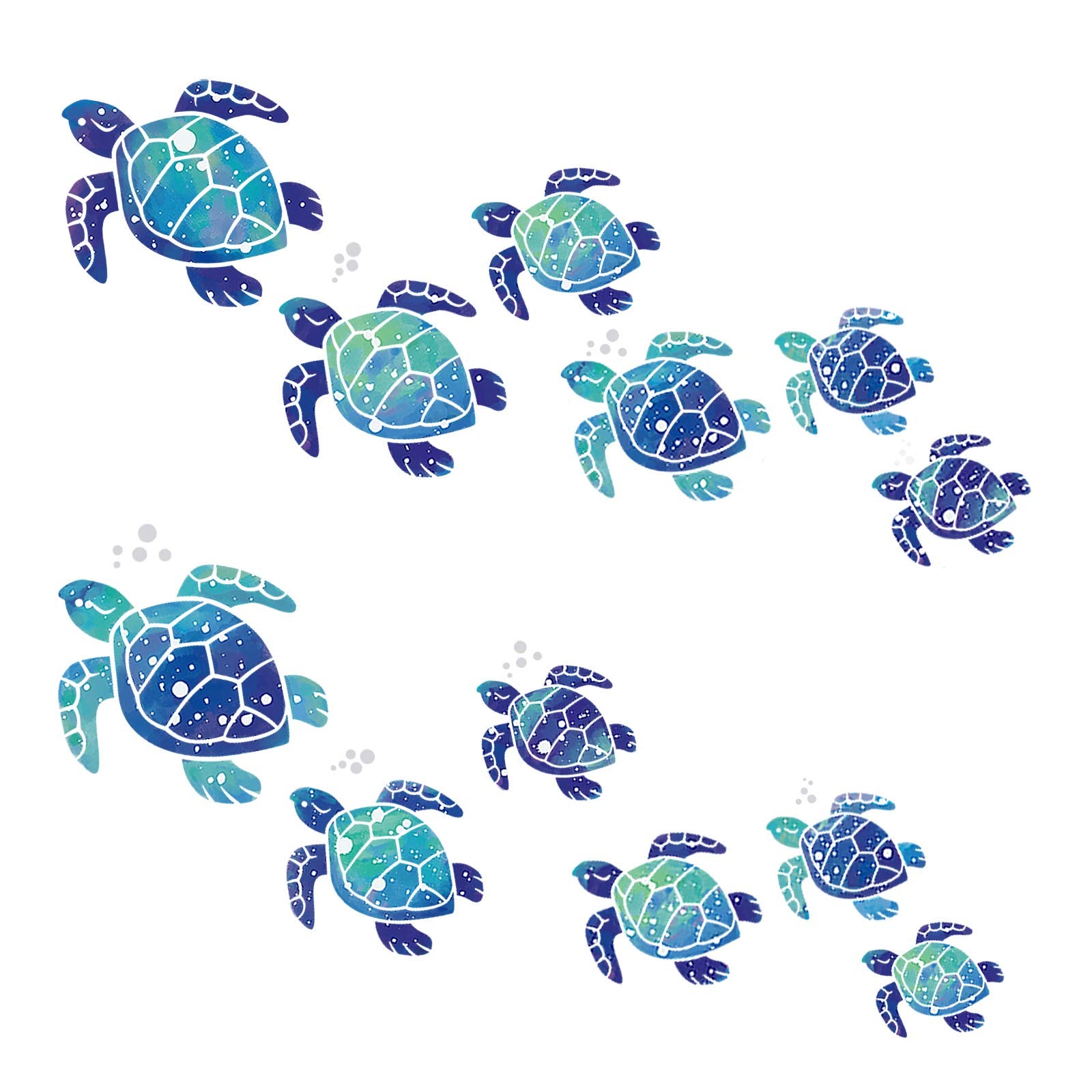 12 Pcs Sea Turtle Wall Decals Ocean Turtle Vinyl Stickers Underwater Bathroom Decals Waterproof Wall Sticker Decoration For Home