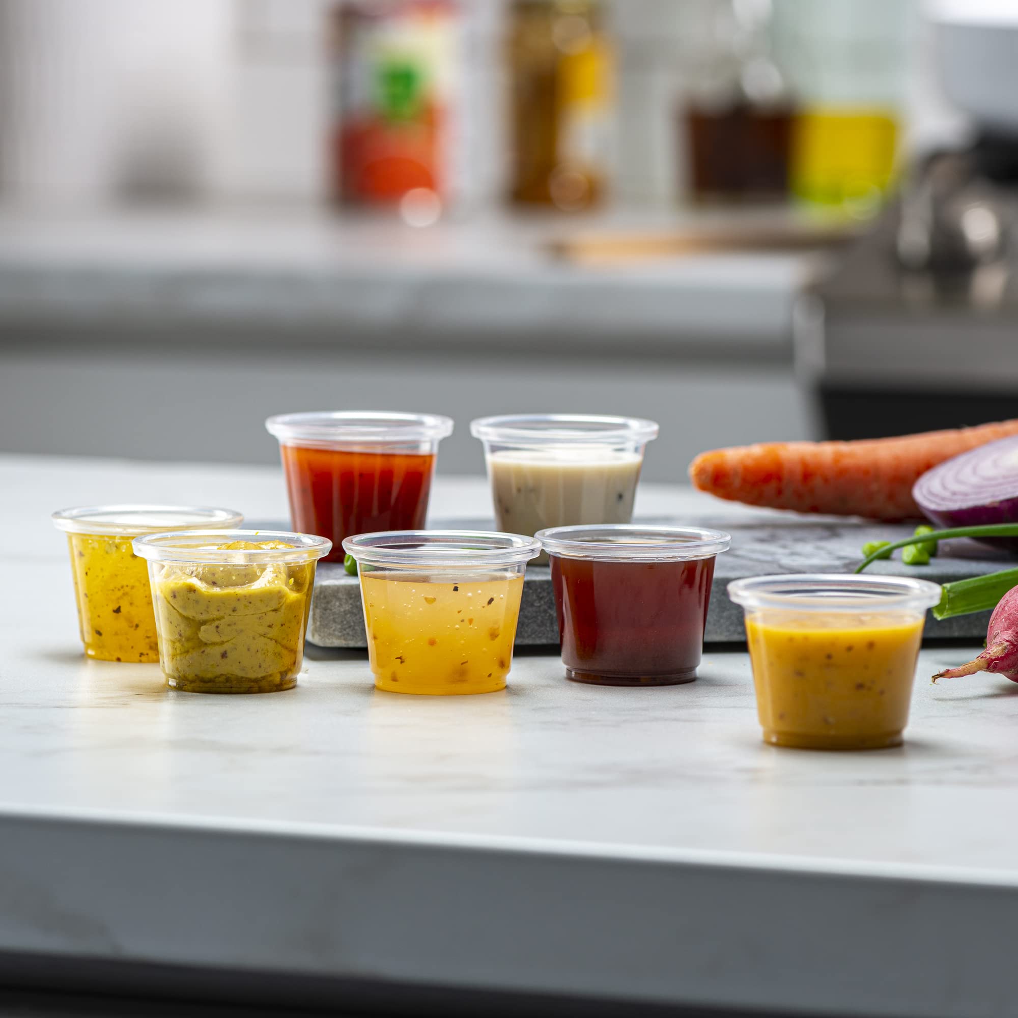 {1 Oz,200 Cups} Clear Diposable Plastic Portion Cups No Lids, Small Mini Containers For Portion Controll, Jello Shots, Meal Prep