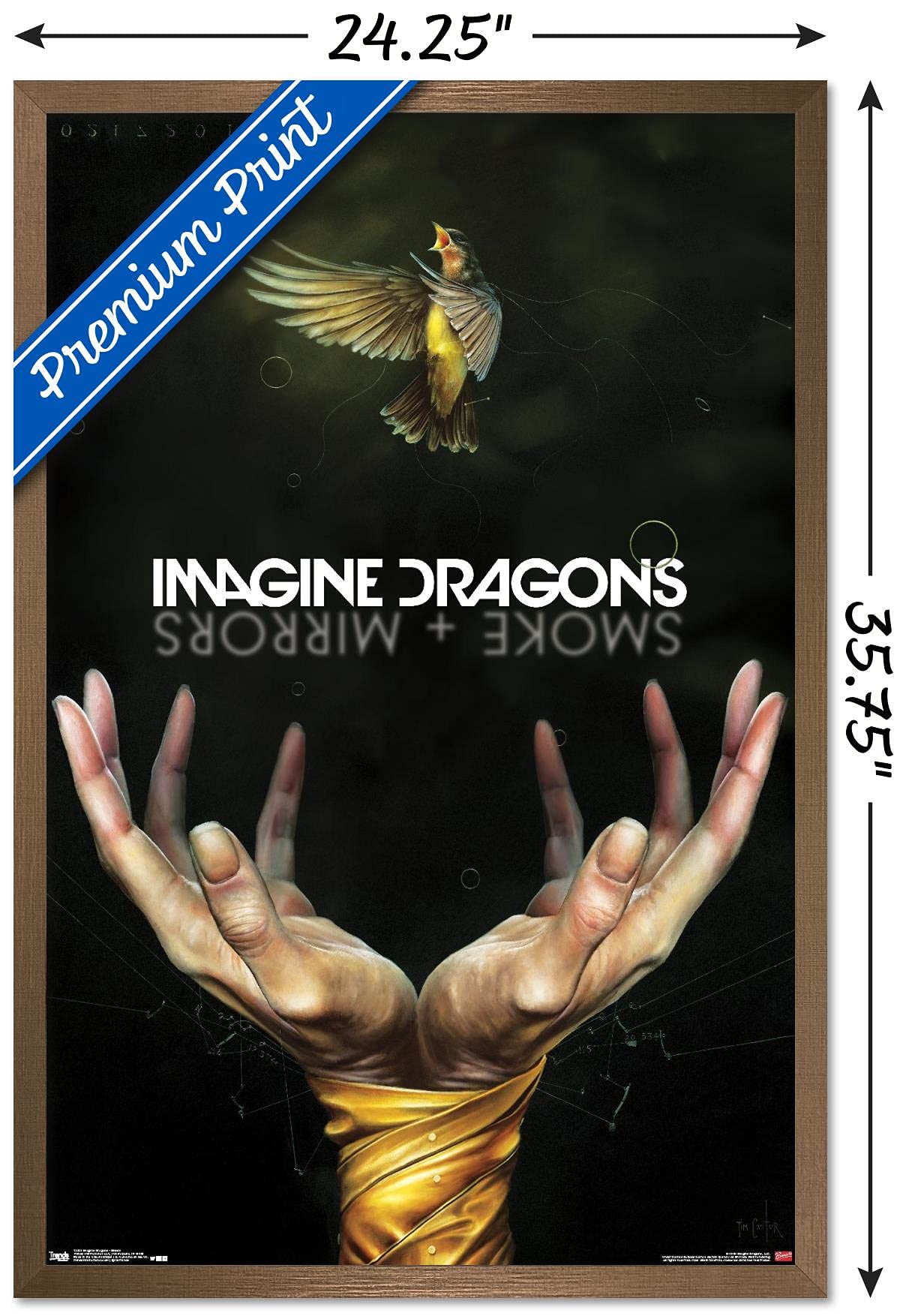 Trends International Imagine Dragons - Smoke Wall Poster, 22.375'' X 34'', Bronze Framed Version
