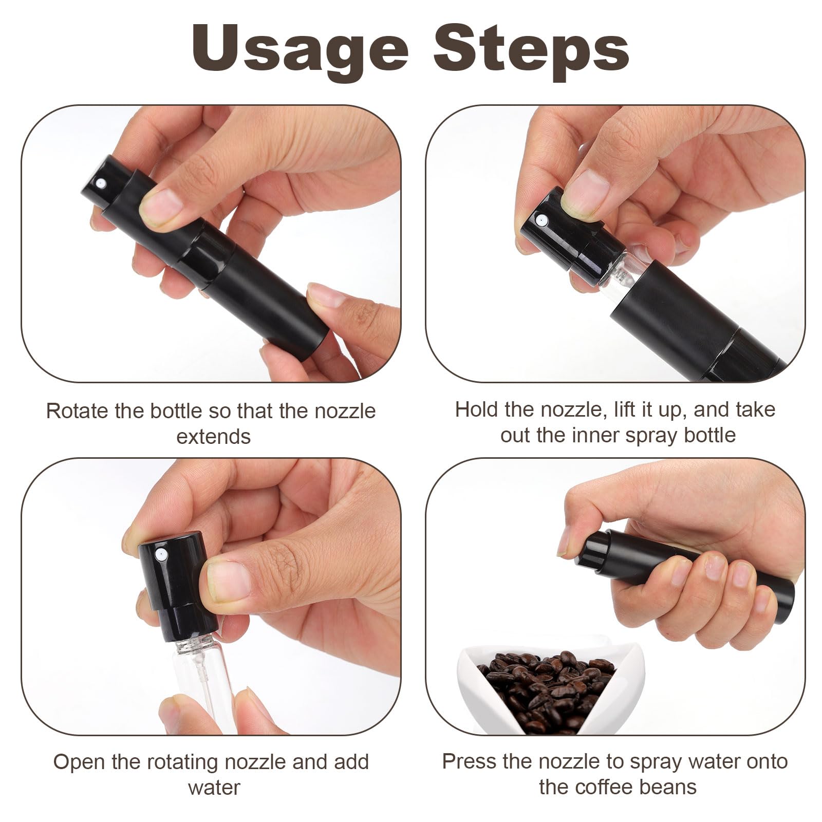 2Pcs Coffee Dosing Cup With Spray Bottle, Ceramic Coffee Bean Dosing Tray & Spritzer For Tea Espresso Vessel Accessories Kit Gif