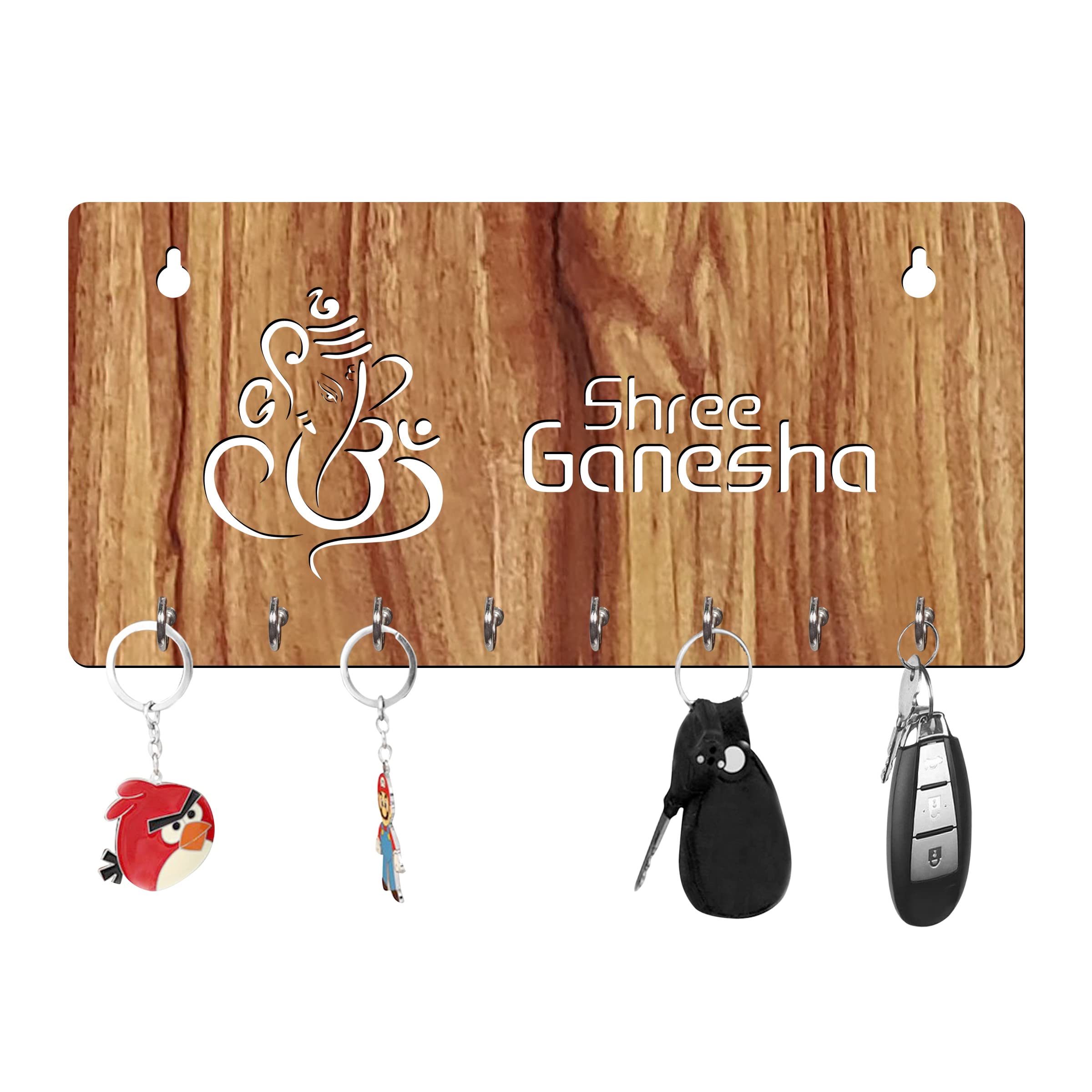 VPKKey Holder for Jay Shree Ganesha Wall with Eight Hooks for Home & Office/Wall Mounted Key Holder/Wall Hanging