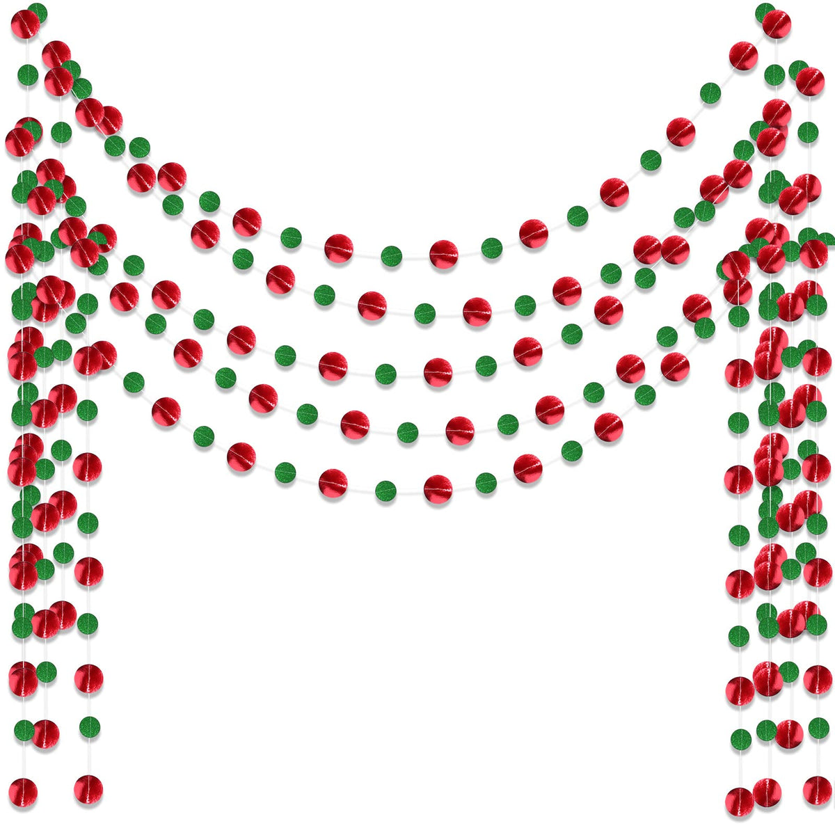 Outus 5 Pieces Round Dots Hanging Garland Each Length 13.1Ft Paper Round Garland Streamers Backdrop Decoration For Party Birthda