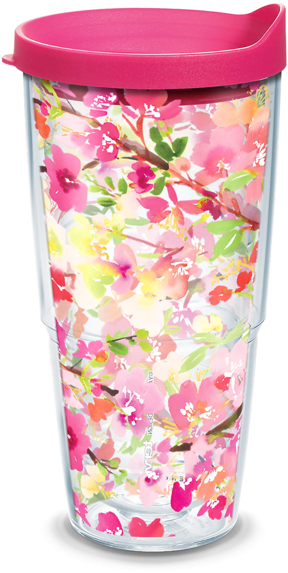 Tervis Yao Cheng  Sakura Floral Made in USA Double Walled Insulated Tumbler Travel Cup Keeps Drinks Cold & Hot, 24oz, Classic