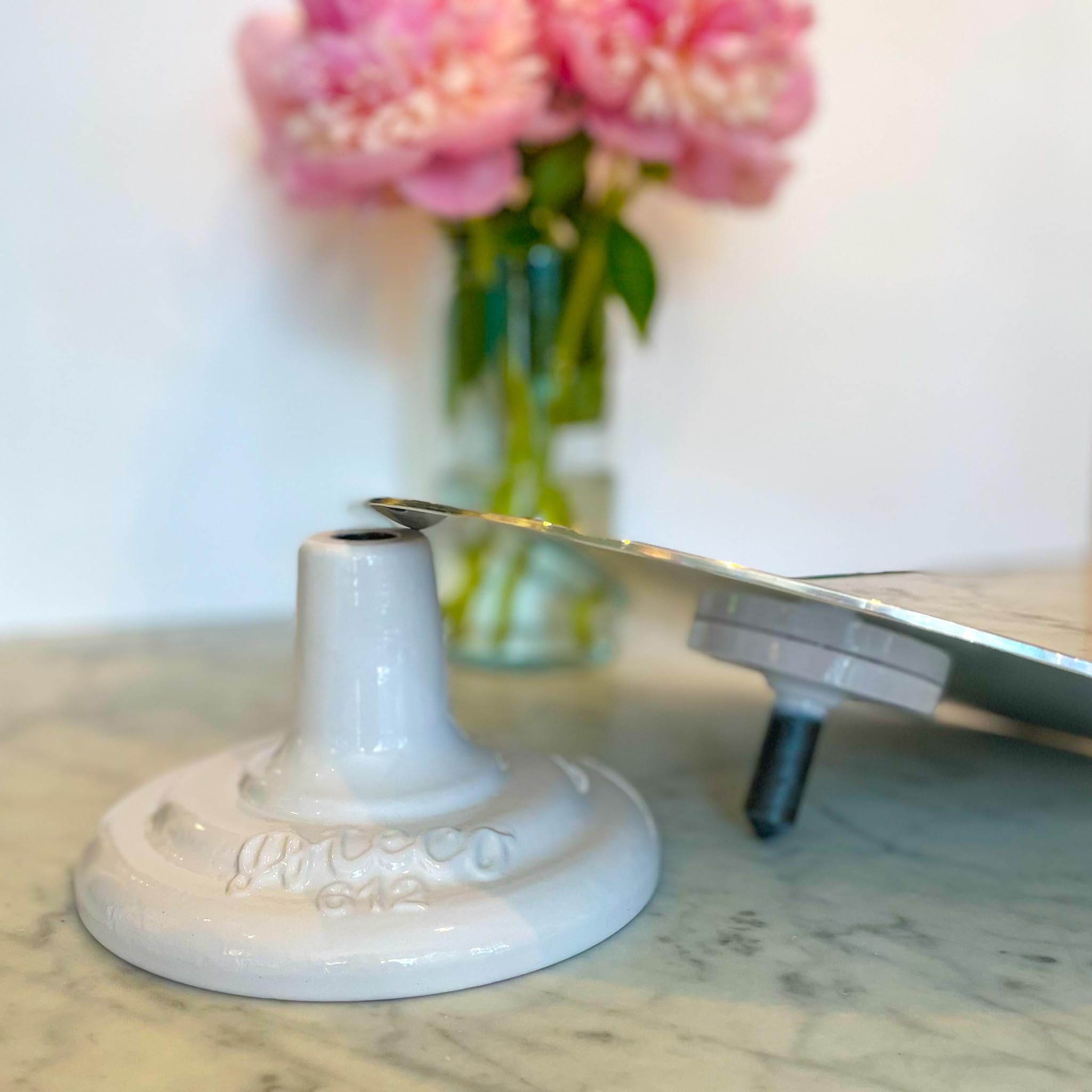 Ateco Cast Iron And Non-Slip Pad Cake Stand, 12 Inch, White