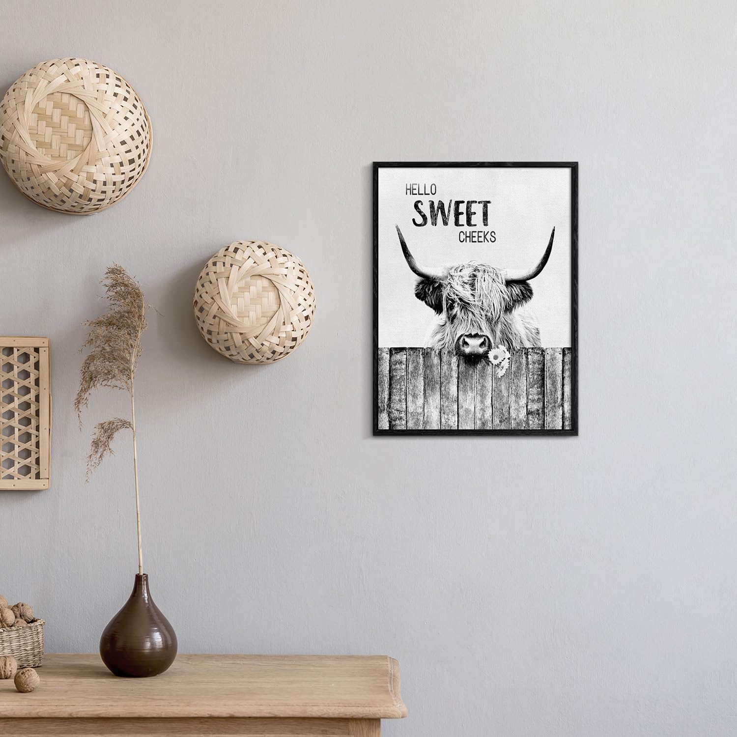 Artinme Highland Cow Bathroom Wall Art Funny Farmhouse Pictures For Bathroom Decor Country Cattle Painting Canvas Print Decor Fo