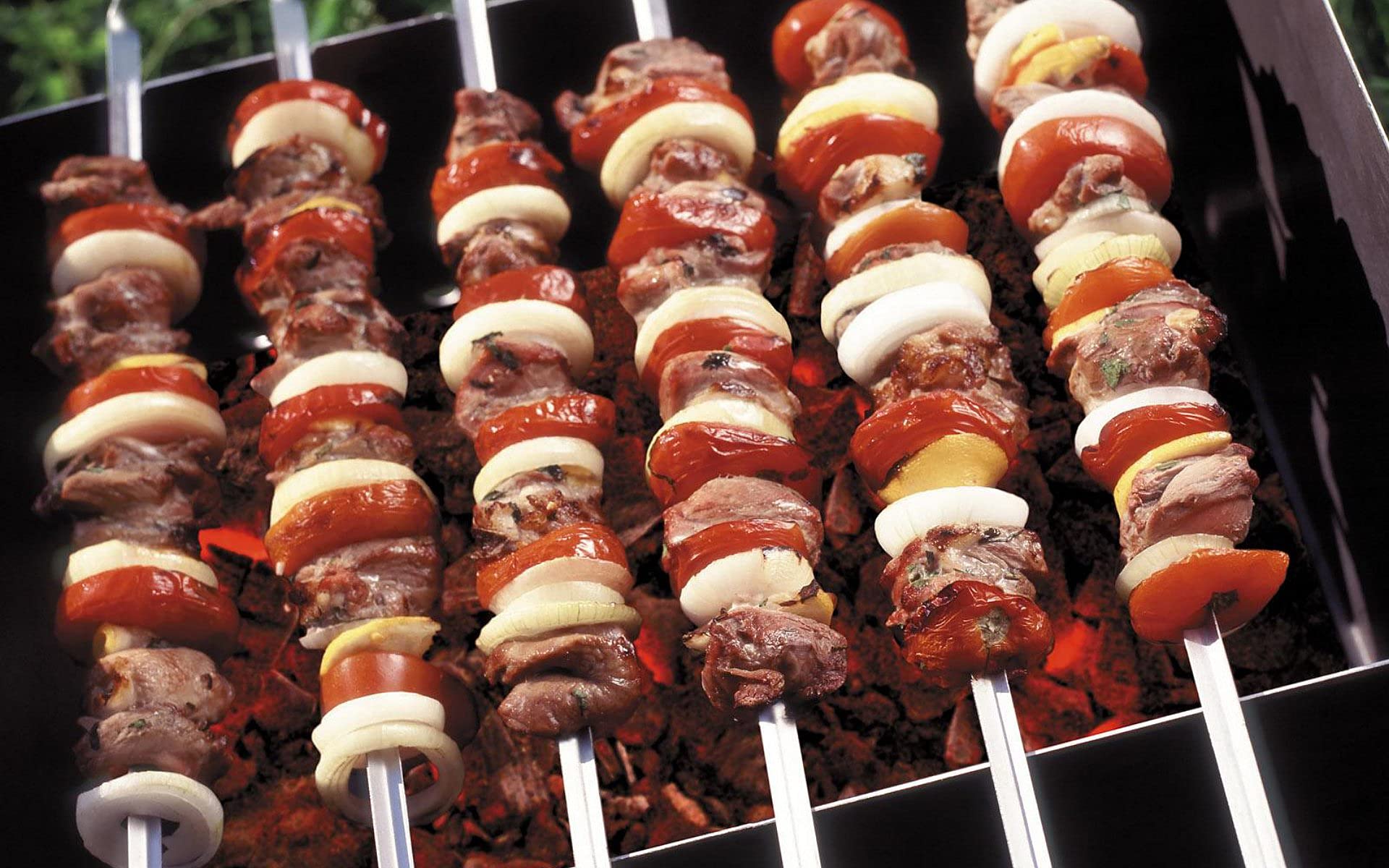 Metal skewers for Grilling Kabob Skewers  Flat BBQ Barbecue Skewer Grilling Skewers Set Reusable BBQ (16.8'' skewers(12) + 14'' skewers(4))