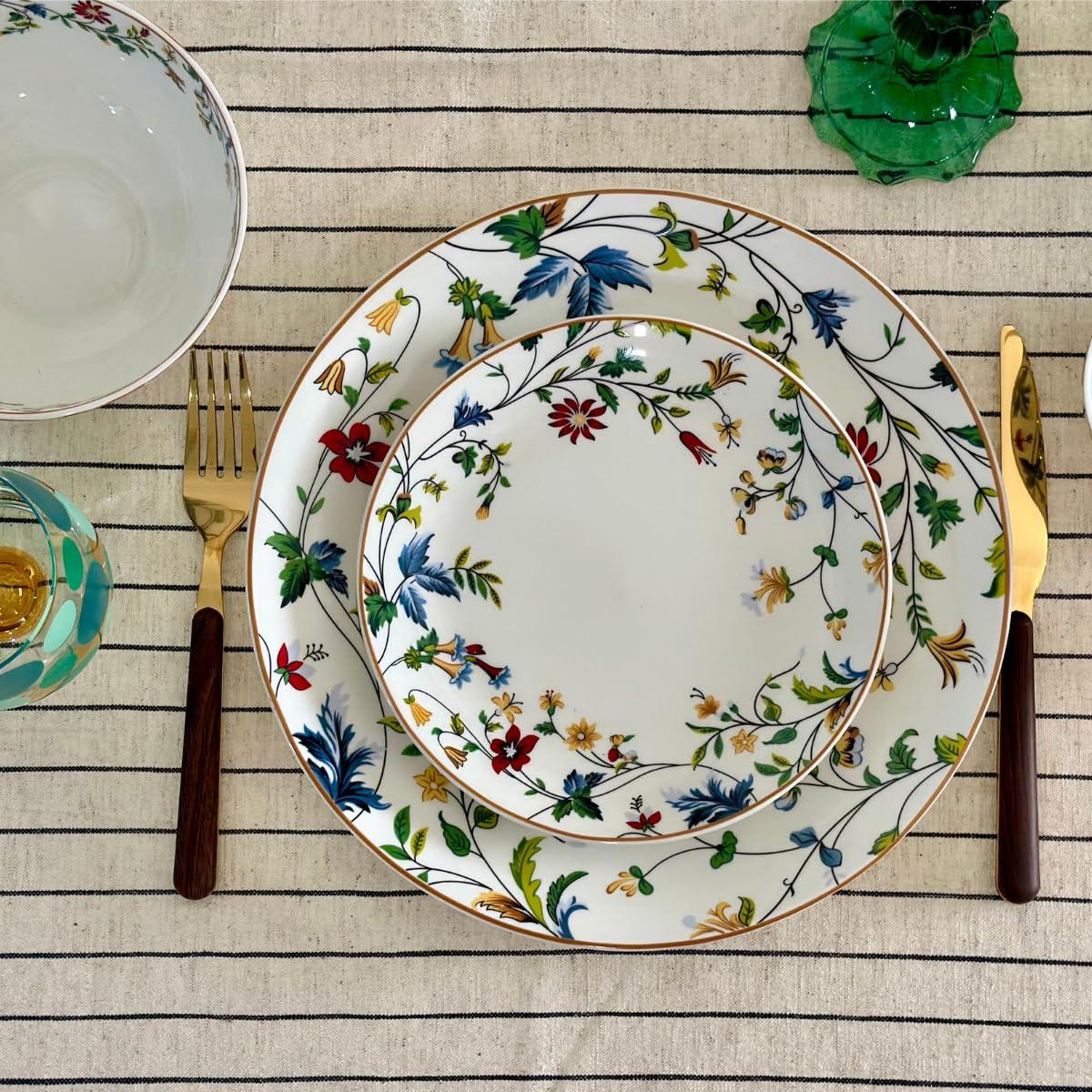 Golden Queen'S 18 Piece Dinner Set - Serving 6 | Perfect For Hosting And Daily Meals | Microwave Safe | Includes 6 Dinner Plates