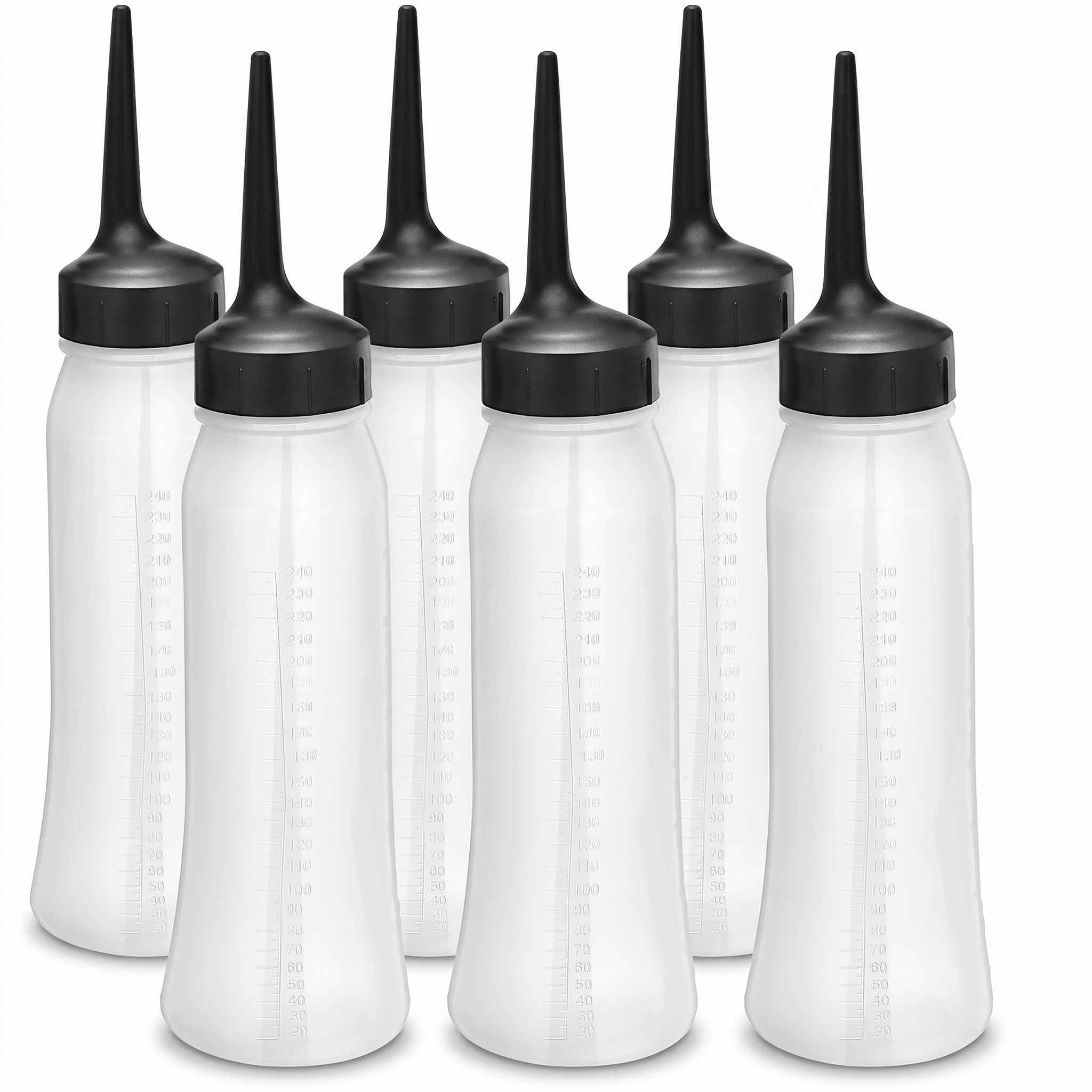 DOITOOL 6 Pack 8.5oz Empty Hair Color Applicator Bottles with Angled Tips