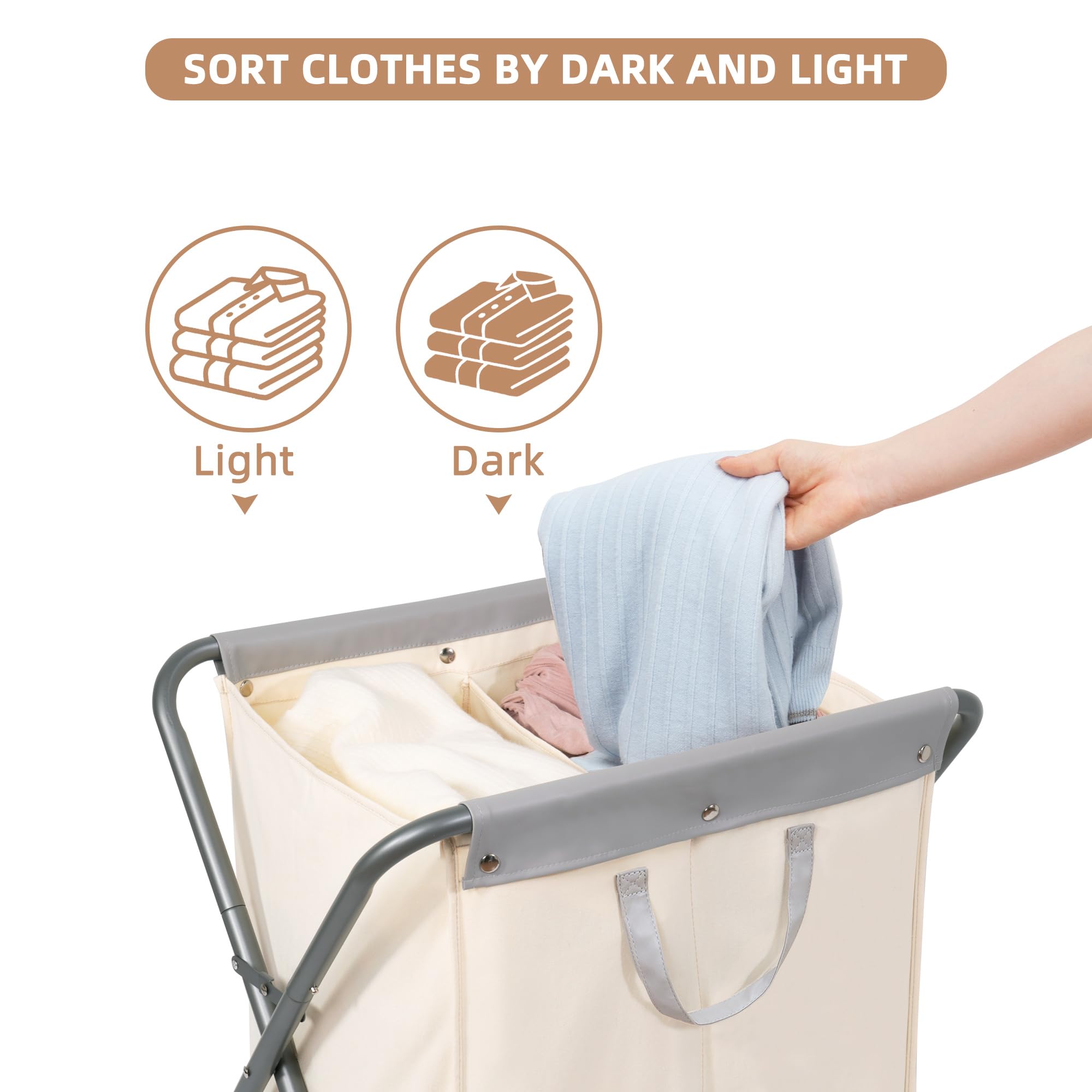 Storage Maniac 125L Laundry Hamper With Wheels, Rolling Laundry Basket, Heavy Duty Laundry Sorter With Removable Bag, Folding X