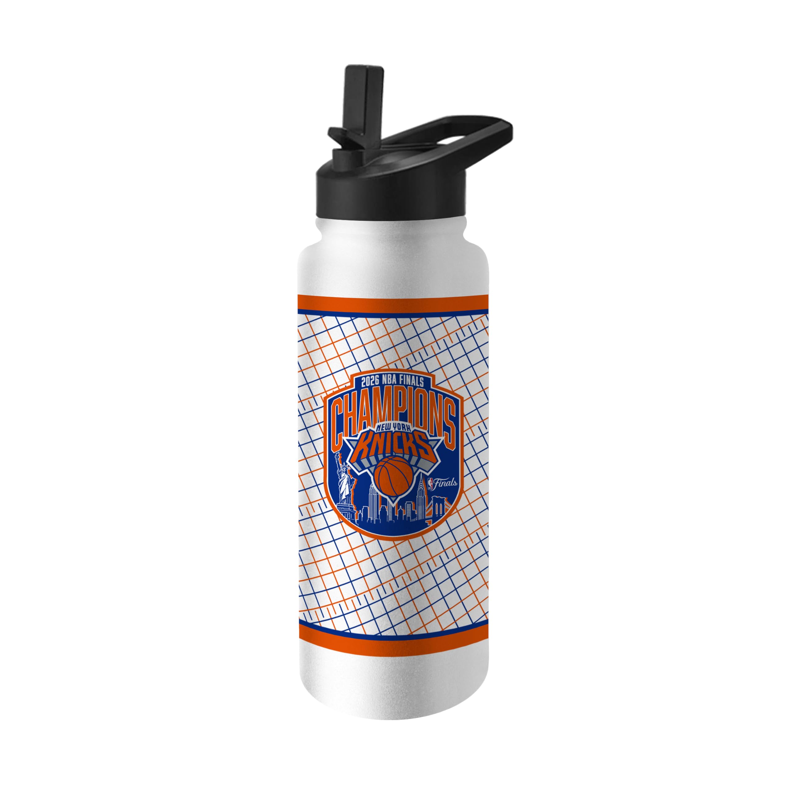 Logo Brands New York Knicks NBA Finals Champions 34 oz Quencher Water Bottle  BuiltIn Straw, Official NBA Finals Champs Logo