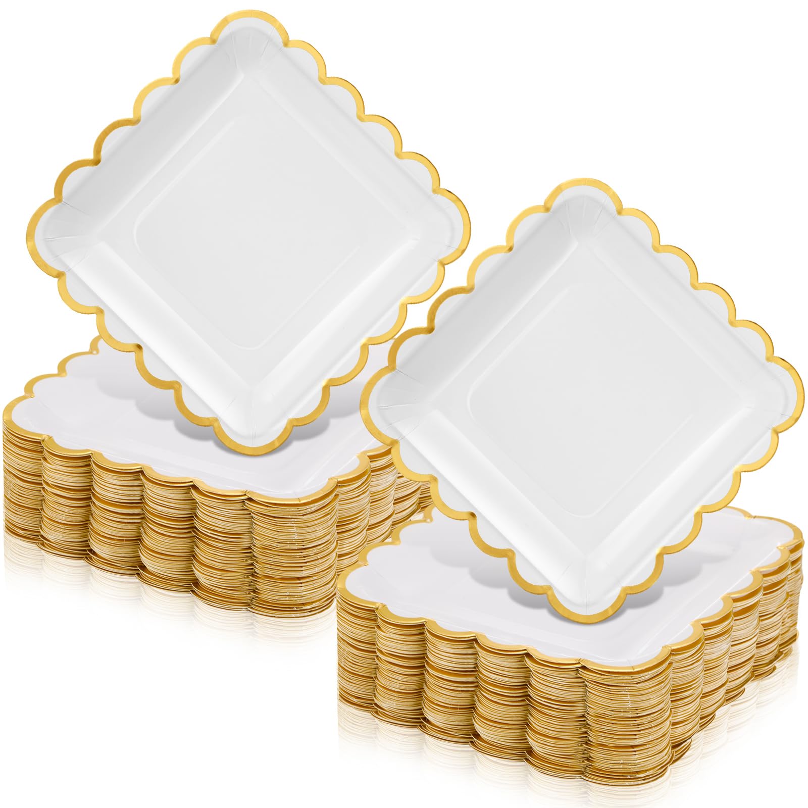 Honeydak 72 Pcs Disposable Square Paper Plates Gold Rim Dessert Plates for Party Events, Wedding, Bridal Shower, Birthday Celebr