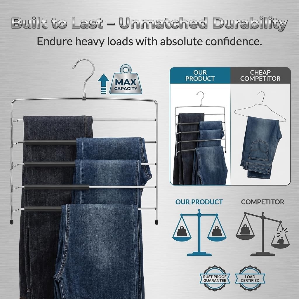 USTECH 8-Tier Swing Arm Pants Hanger