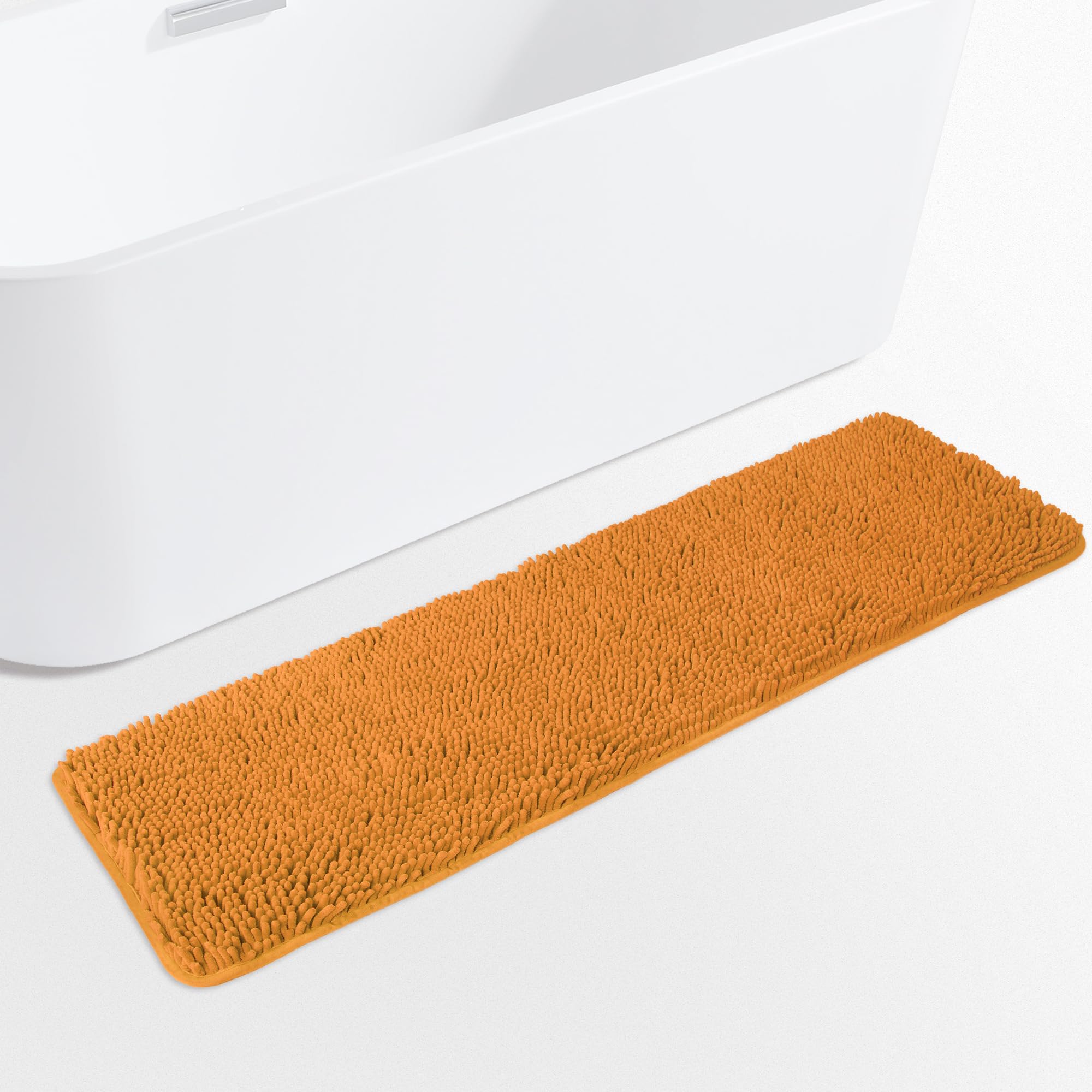 Yeaban Orange 47 X 17 Bathroom Rug - Thick Chenille Bath Mats | Absorbent And Washable Bath Rug Non-Slip, Plush And Soft Rugs Fo