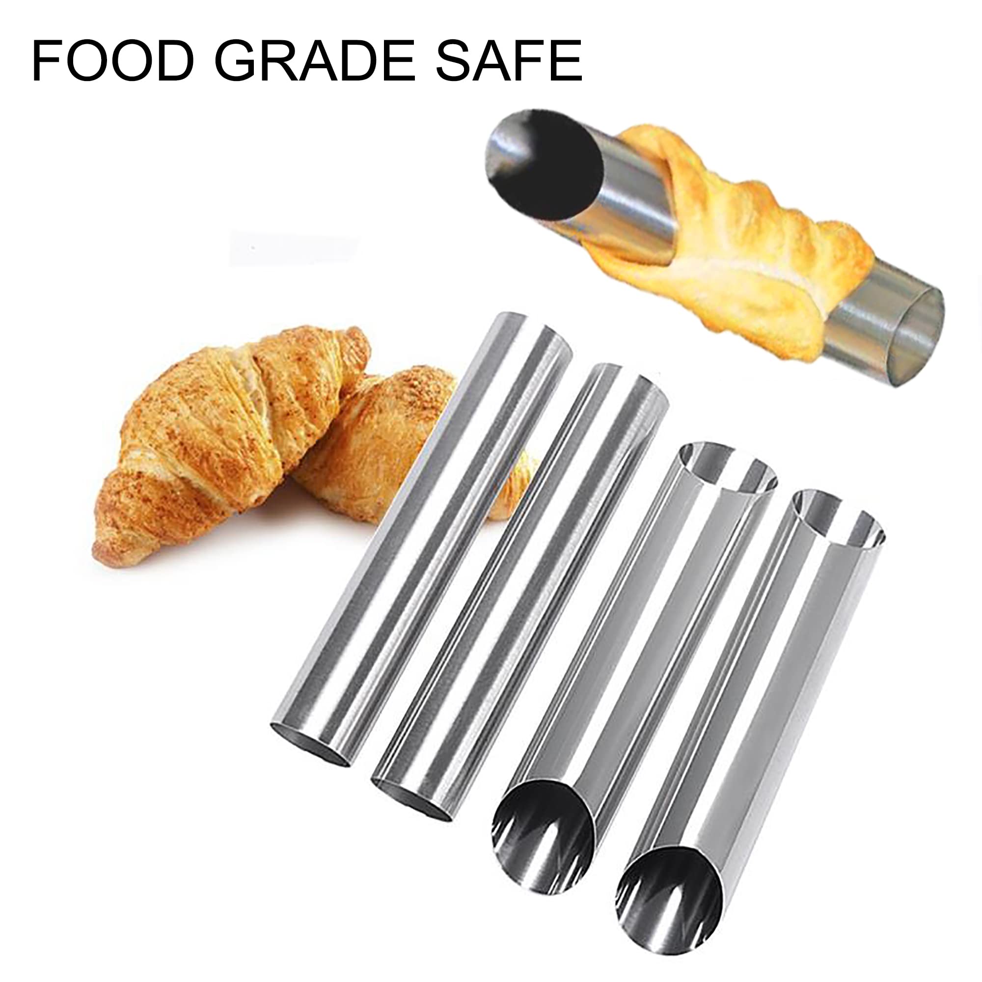 Lixiongbao 6 Pack Cannoli Tubes,Stainless Steel Cannoli Baking Mold,Forms Cream Roll Horn Mold For Danish Pastry,Cake,Croissant