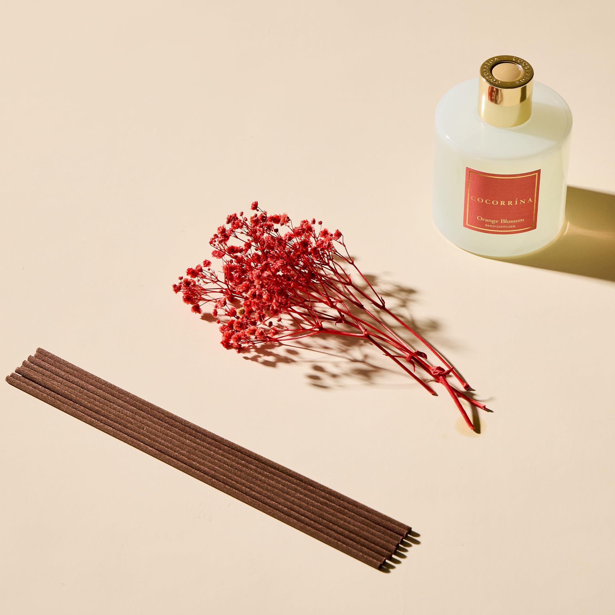 COCORR  NA Reed Diffuser - Orange Blossom 6.76 Fl.oz Reed Diffuser Sets with Preserved Flowers, Diffuser with 8 Sticks for Bathr