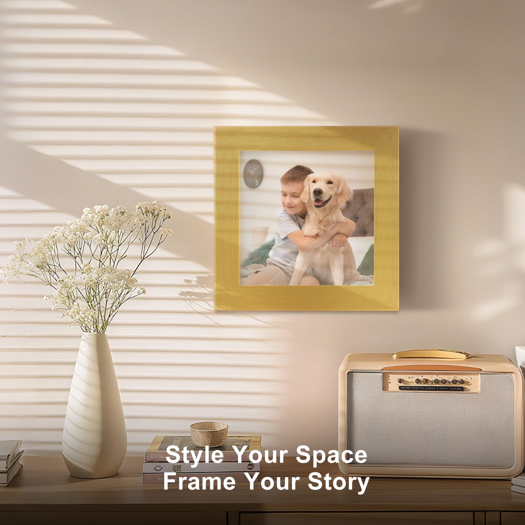 TOFOREVO Picture Frames 4x4 Set of 2 Distressed Gold Wood Grain Photo Frame for Gallery Wall Mounting or Tabletop Display