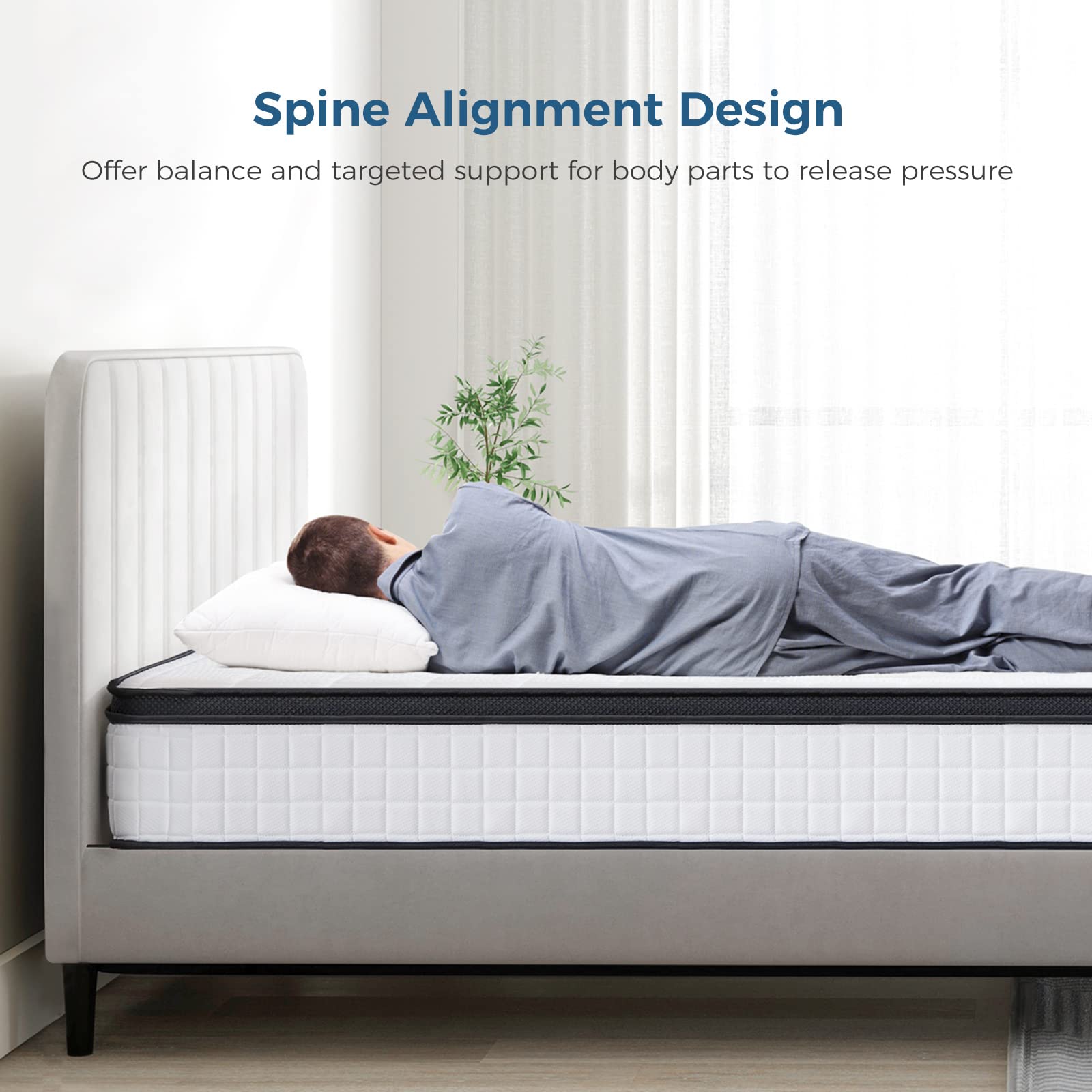 Inofia Full Mattress, 10 Inch Full Size Hybrid Mattress, Breathable Memory Foam & Comfortable Pocket Coils Mattress, Supportive