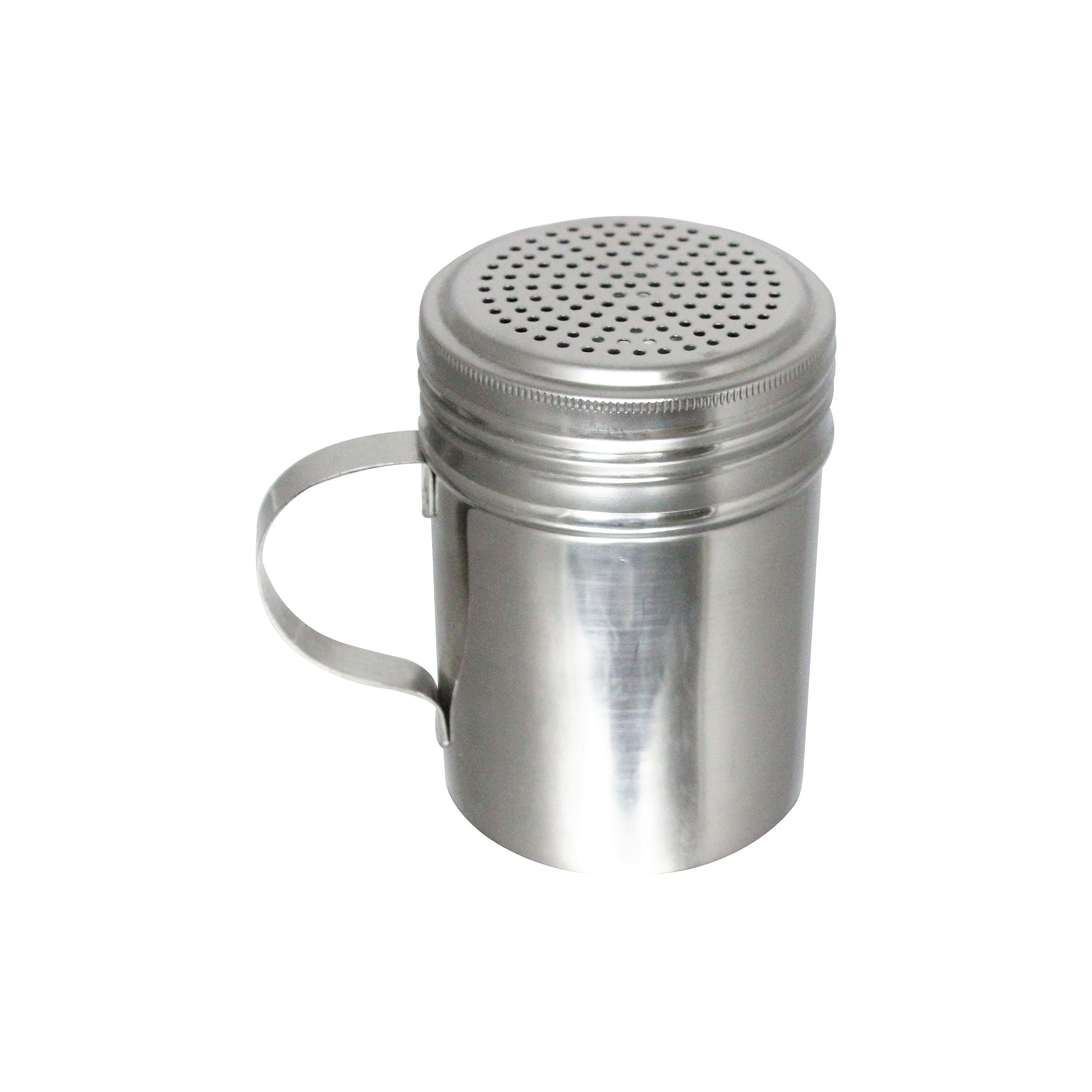 Truecraftware- Set Of 4 Dredge Shakers 10 Ounce Stainless Steel With Handle- Seasonings Spice Shakers Cheese Shakers Chili Flake