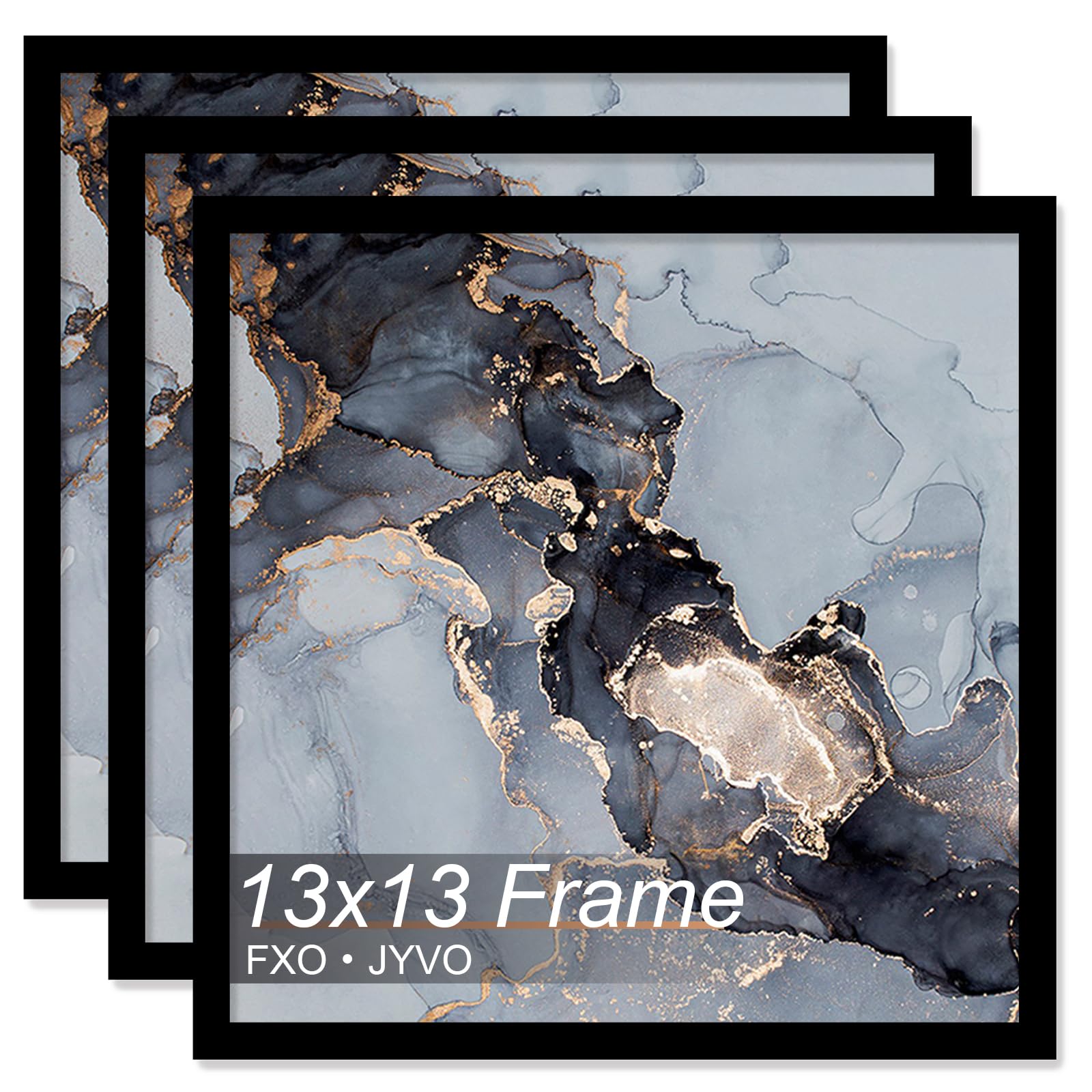 Fxojyvo 13x13 Frame Set of 3, Black Picture Frame for 13 x 13 Square Picture Poster Photo, Light Weight and High Transparent 13 
