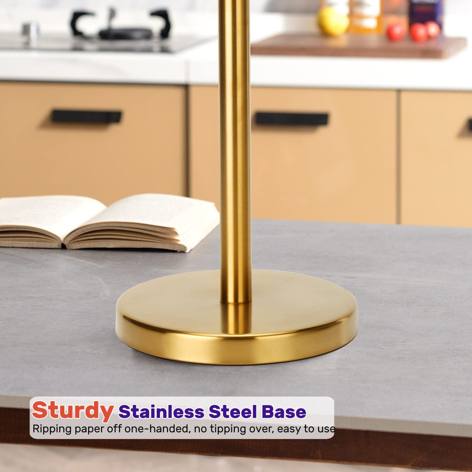 Toilet Paper Holder Gold, Freestanding Toilet Paper Holder Stand With Reserve For 4 Spare Rolls, Sturdy Base, Toilet Tissue Pape