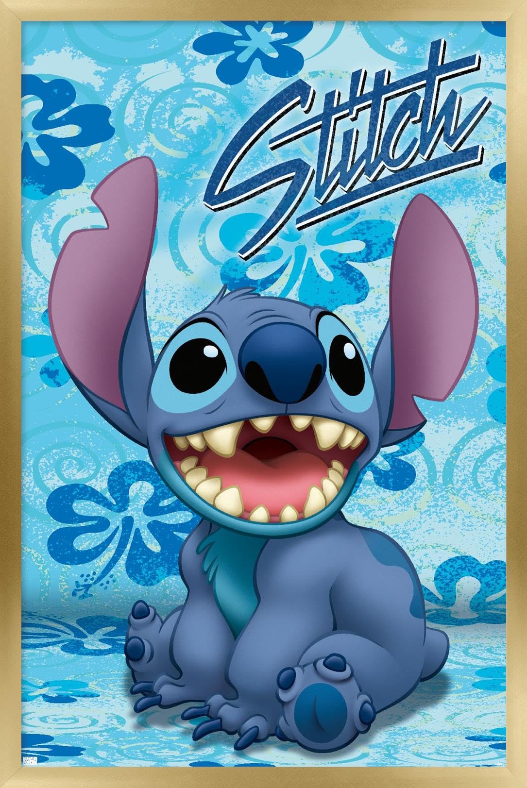 Trends International Disney Lilo And Stitch - Sitting Wall Poster, 14.72'' X 22.37'', Gold Framed Version