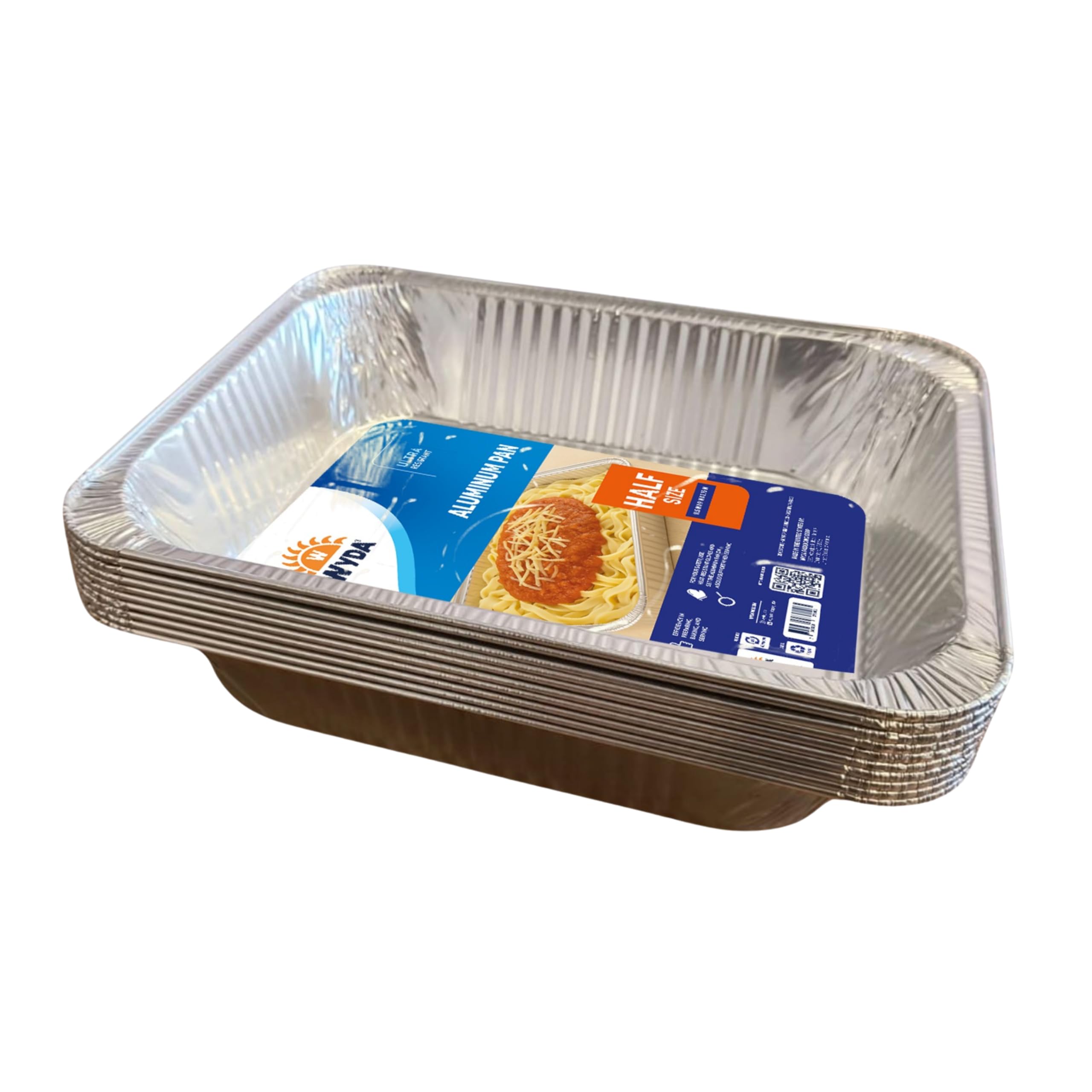 Wyda Half Size Aluminum Pans 10 Pack, Extra Heavy Duty Foil Trays 12.75 x 10.4 x 2.5, Oven & Freezer Safe Disposable Baking P