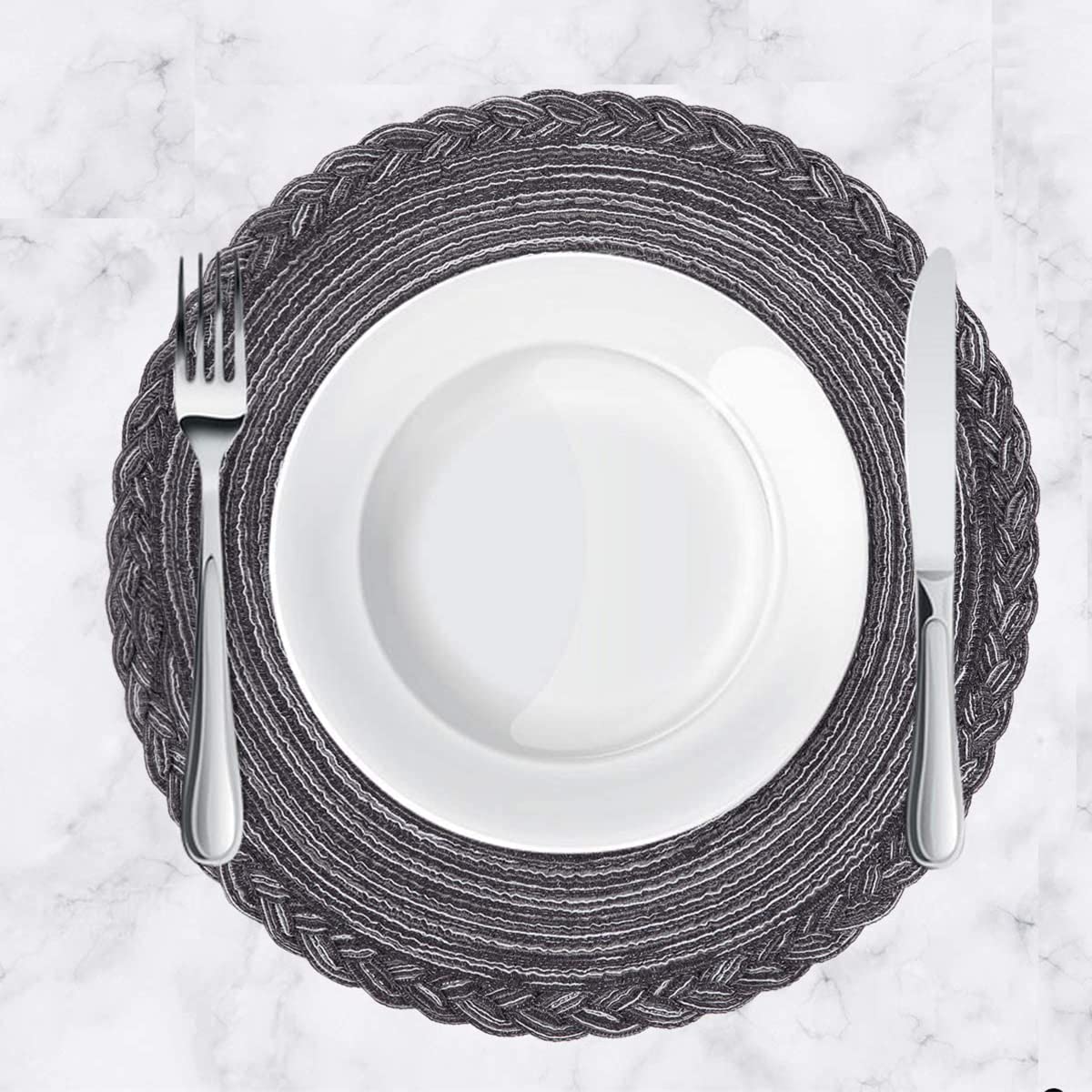 Xmkuwa Placemats, Round Braided Placemats For Dining Table Diameter 15 Inch, Woven Heat Resistant Anti-Slid Cotton Washable Kitc