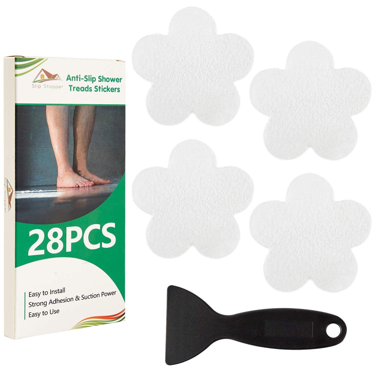 Non Slip Bathtub Stickers 28 Pcs Adhesive Anti Slip Shower Stickers For Bath Tub,Bathroom,Stairs With Premium Scraper