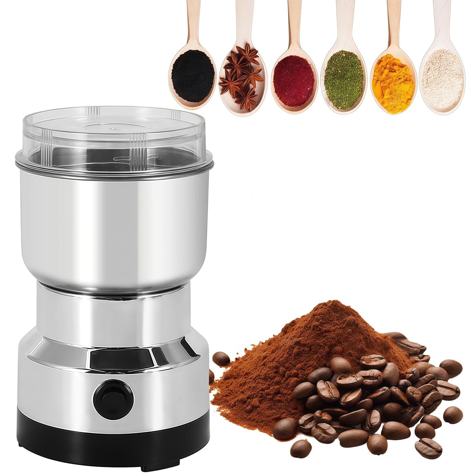 Petyoung Electric Spice Grinder, 150W Powerful One- Touch Mini Home Grinder, 300ml Grinder Smash Machine, Multi- Function for Gr