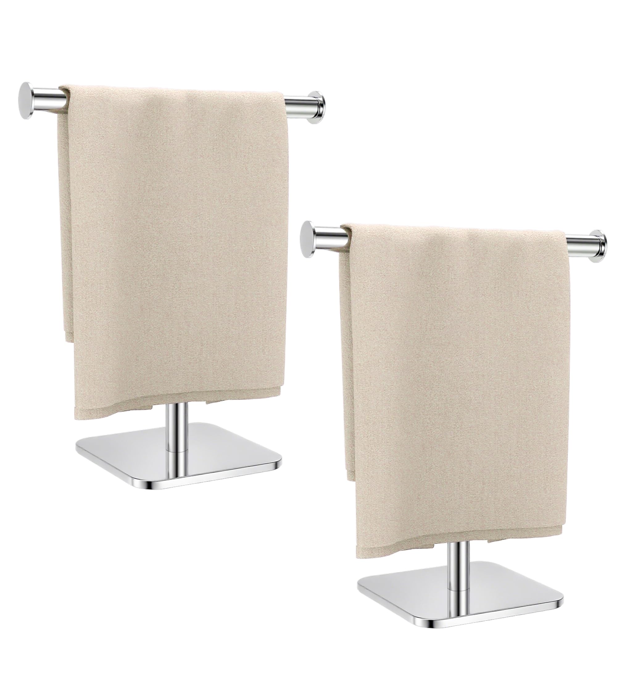 RUACQ T-Shape Hand Towel Holder Stand, Weighted Base Towel Rack, 12 Countertop Towel Holder for Bathroom, 304 Stainless Steel, H