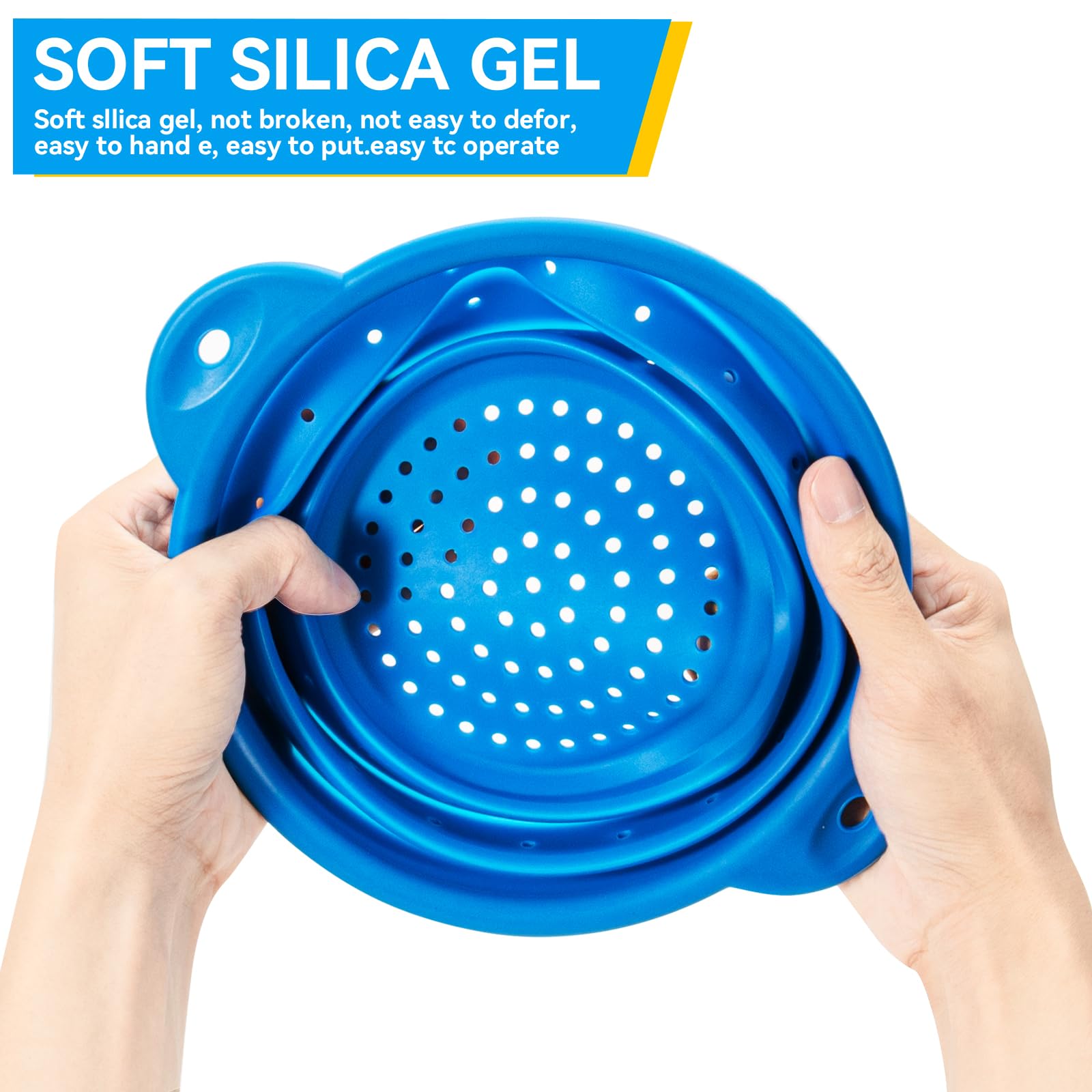 Yqlinnn Collapsible Colander, Food Grade Silicone Kitchen Strainer Diameter Sizes 7.48 Inches Perfect For Draining Pasta, Vegeta