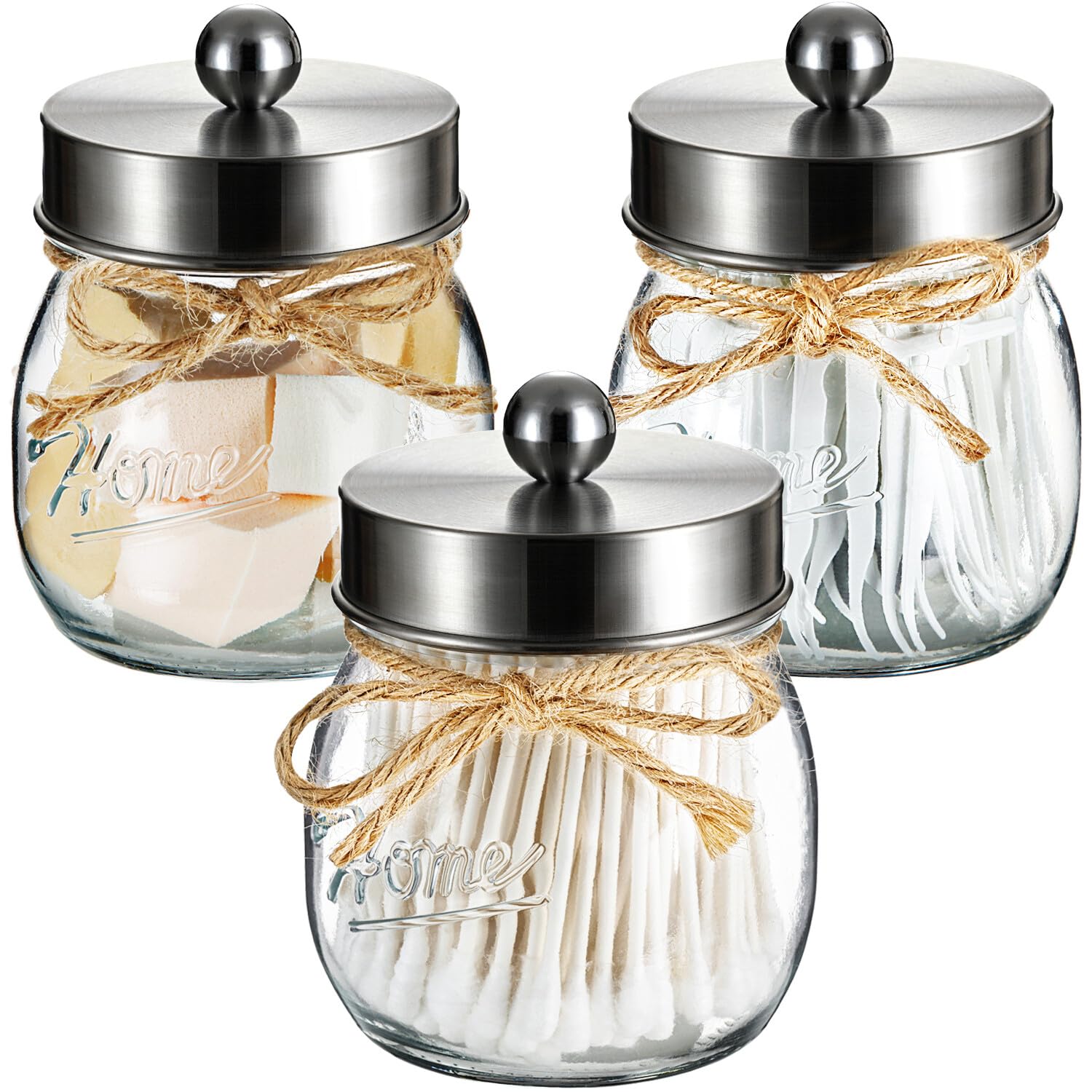 Sheechung Bathroom Organizers And Storage, Qtip Holder Bathroom Set, Mason Jars 8 Oz, Cute Bathroom Decor For Qtips, Cotton Swab