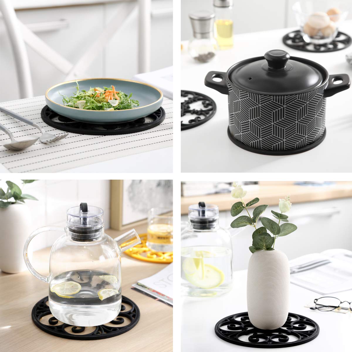 Silicone Trivet Mat - Hot Pot Holder Hot Pads For Table & Countertop - Teapot Trivet Kitchen Trivets - Non-Slip & Heat Resistant