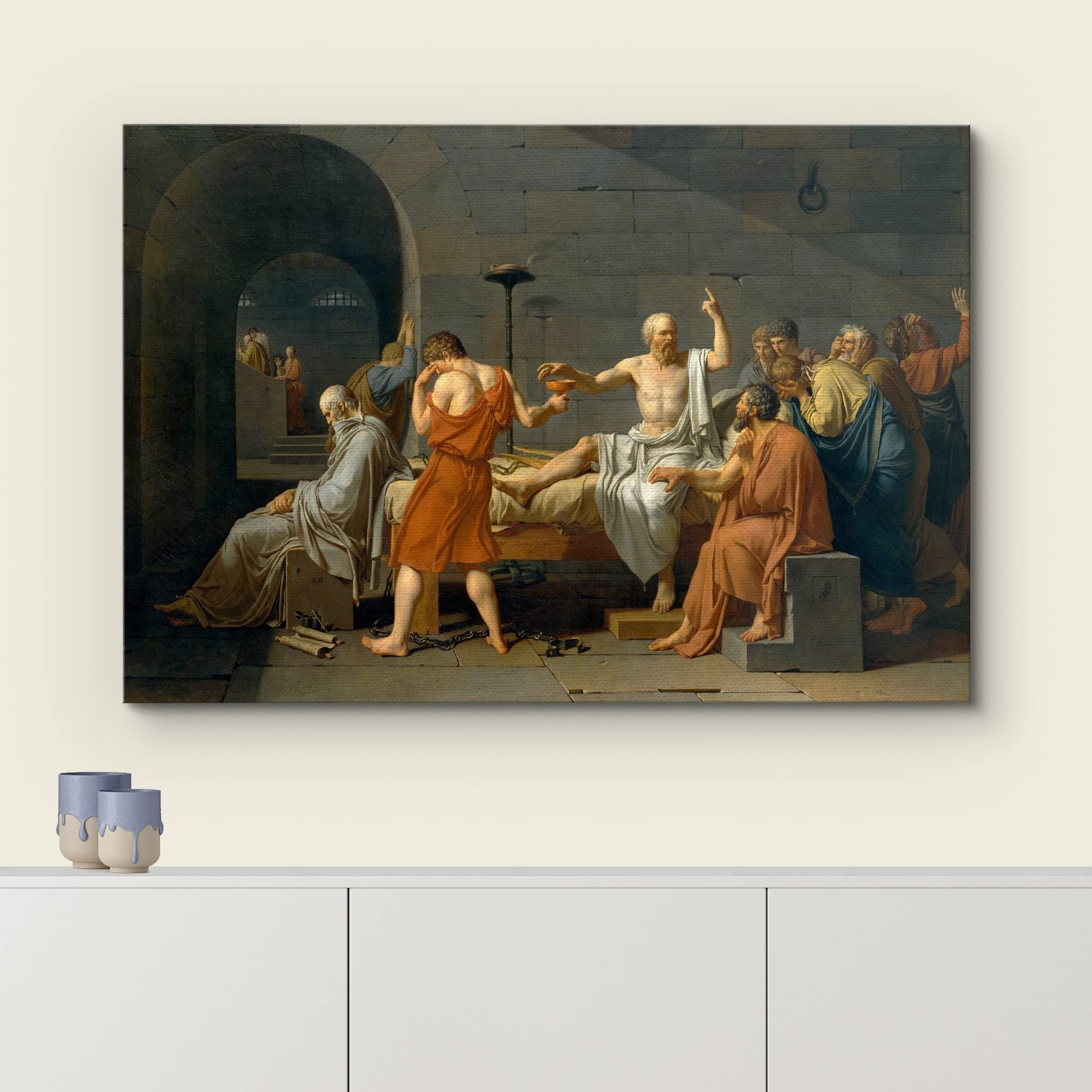 Wall26 - The Death Of Socrates By Jacques-Louis David - Canvas Print Wall Art Famous Painting Reproduction - 16'' X 24''