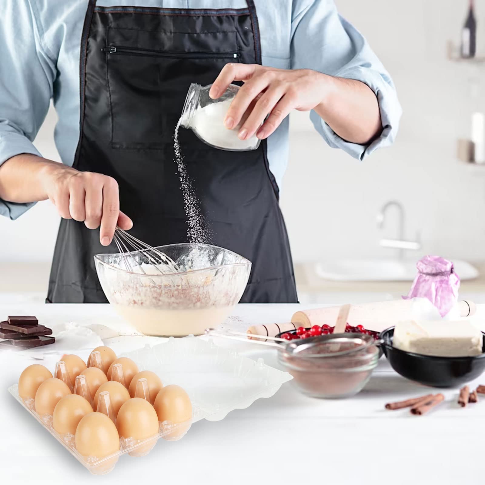 Plastic Egg Cartons Bulk, 40 Packs Empty Clear Plastic Egg Cartons To 12 Eggs, Reusable Chicken Egg Cartons For Family Pasture C