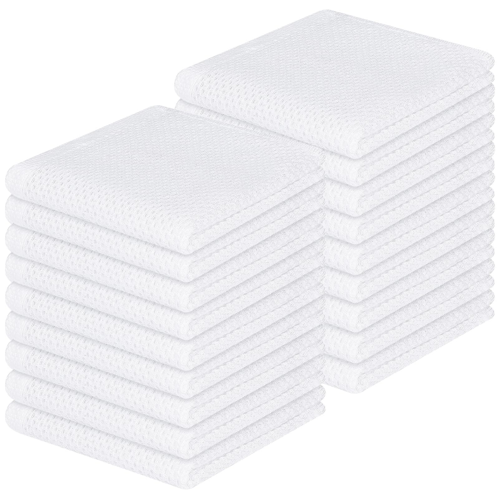 Homaxy 100% Cotton Waffle Weave Kitchen Dish Cloths, Ultra Soft Absorbent Quick Drying Dish Towels, 12 x 12 Inches, 18-Pack, Whi