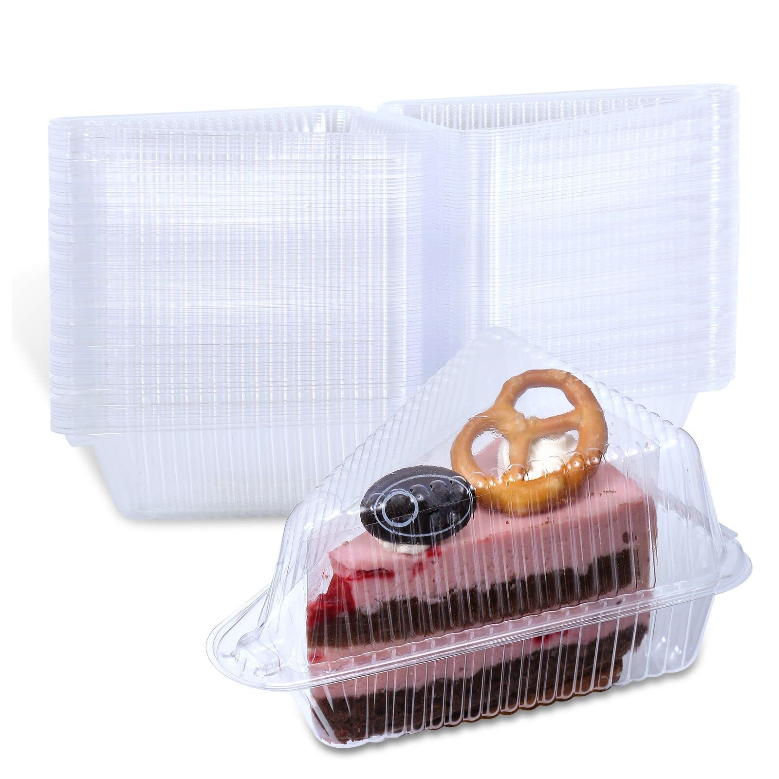 AQSXO 50 Pcs Transparent Cake Slice Plastic Containers with Lids