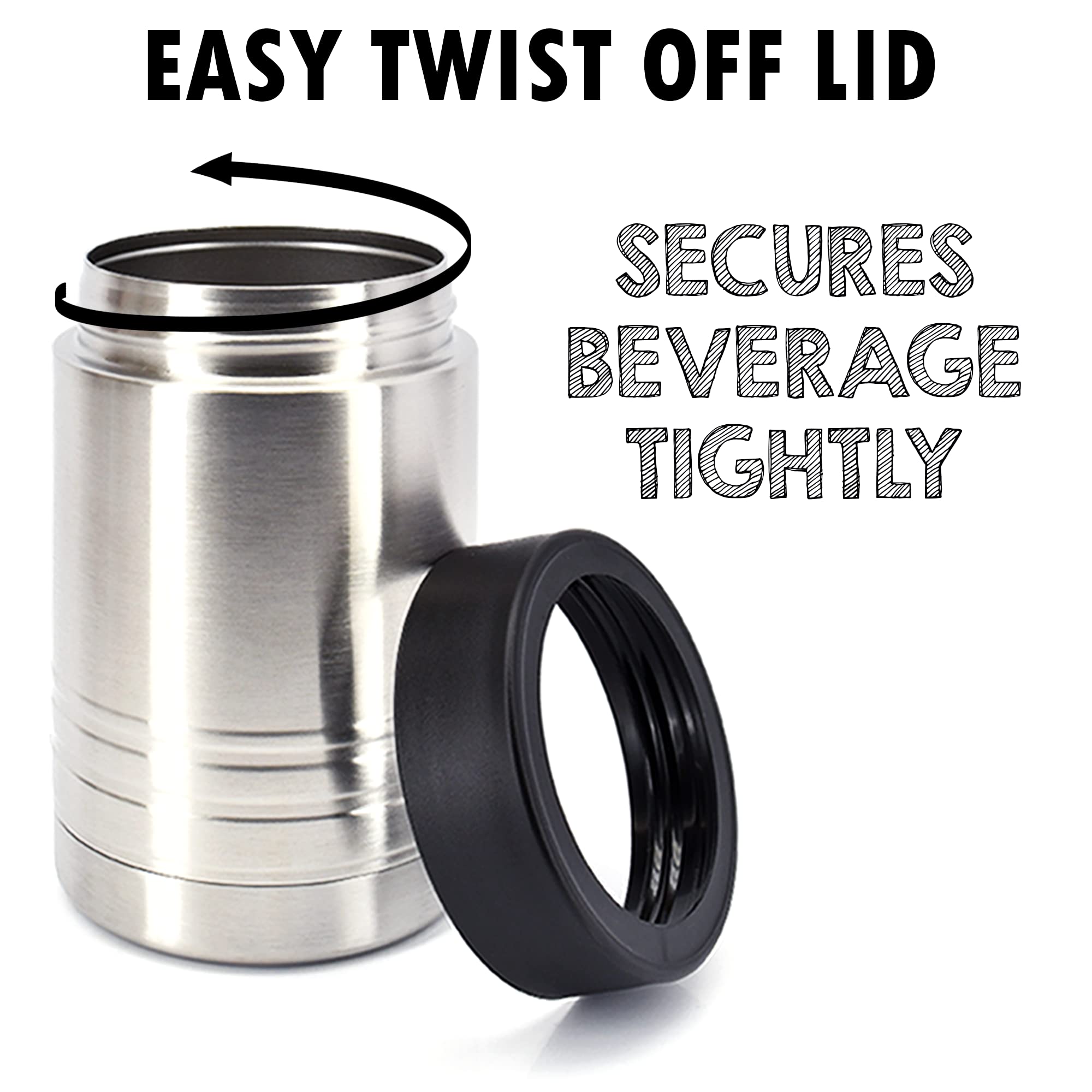 Clear Water Home Goods - 12 Oz Stainless Steel Double Wall Vacuum Insulated Can Or Bottle Beverage Cooler - Stainless Steel - 6