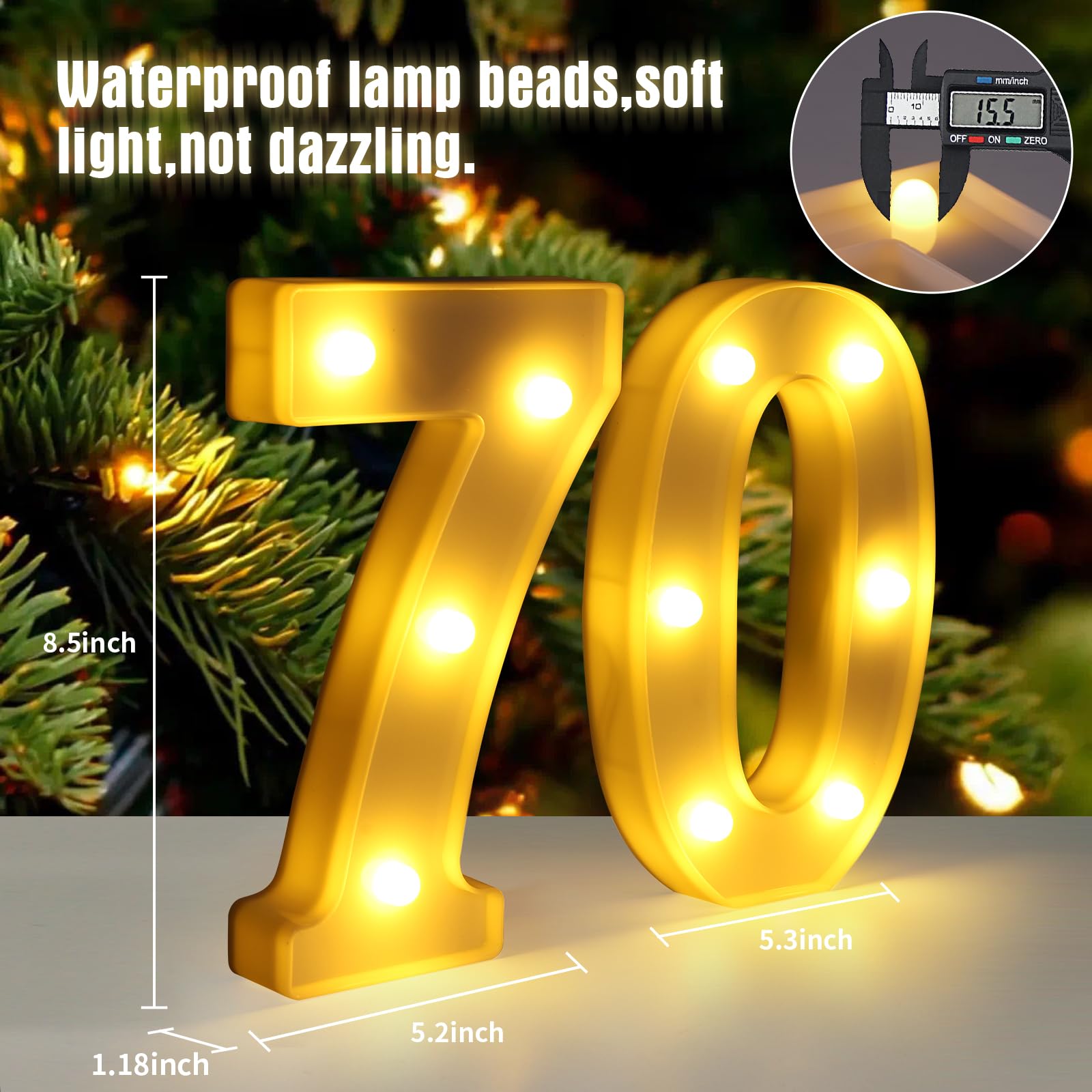 70th Birthday Decorations for Women Men,Happy 70 Birthday Decorations for Centerpieces Table,70 Light Up Numbers Sign Led for Pa