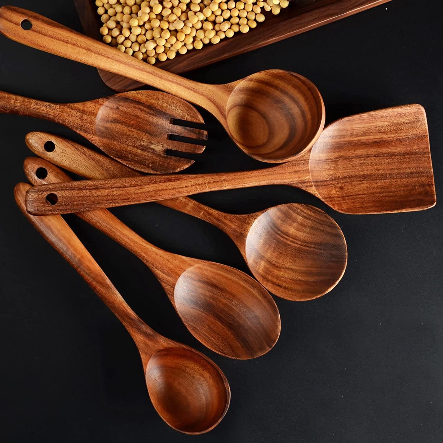 Wooden Spoons For Cooking,12 Pack Wooden Utensils For Cooking Wooden Kitchen Utensils Set Wooden Cooking Utensils Natural Teak W