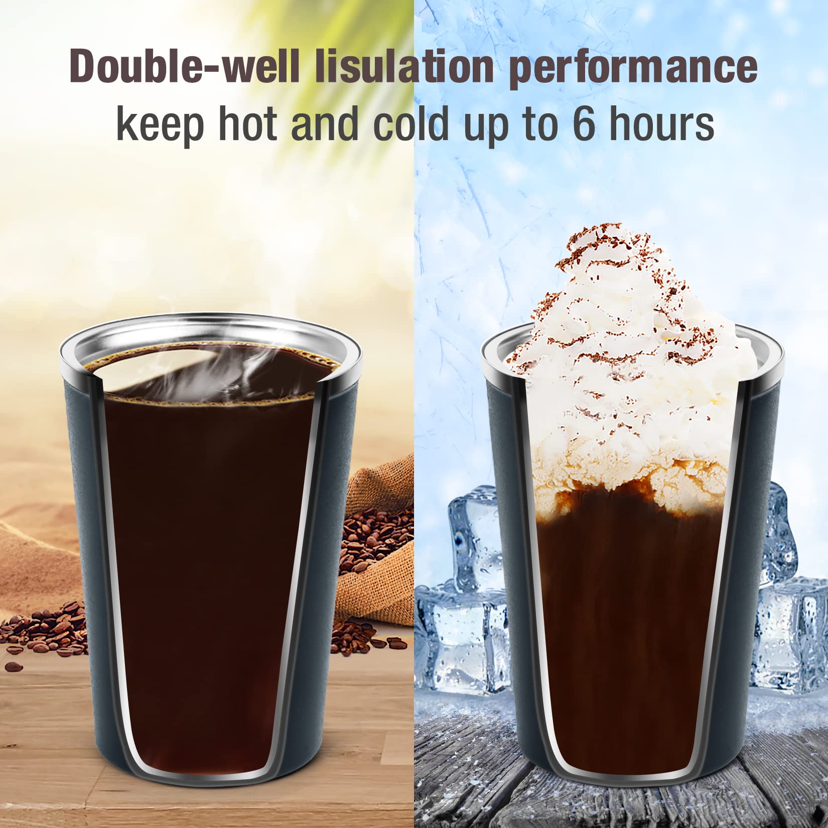 12Oz (380Ml) Vacuum Insulated Travel Mug, Smilatte Leakproof Double Wall Stainless Steel Reusable Coffee Cup With Lid For Hot &