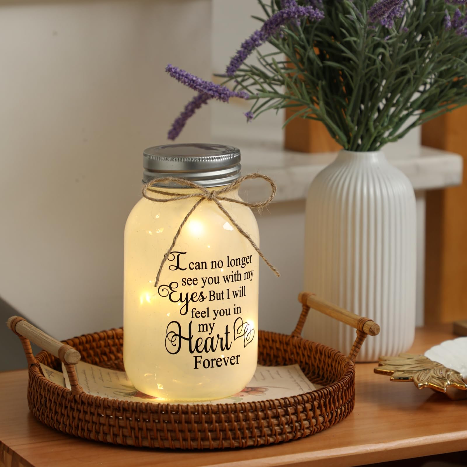 Maracco Inspirational Gift Memorial Gift, Mason Jar Lights I Can No Longer See You with My Eyes Bereavement Remembrance Sympathy