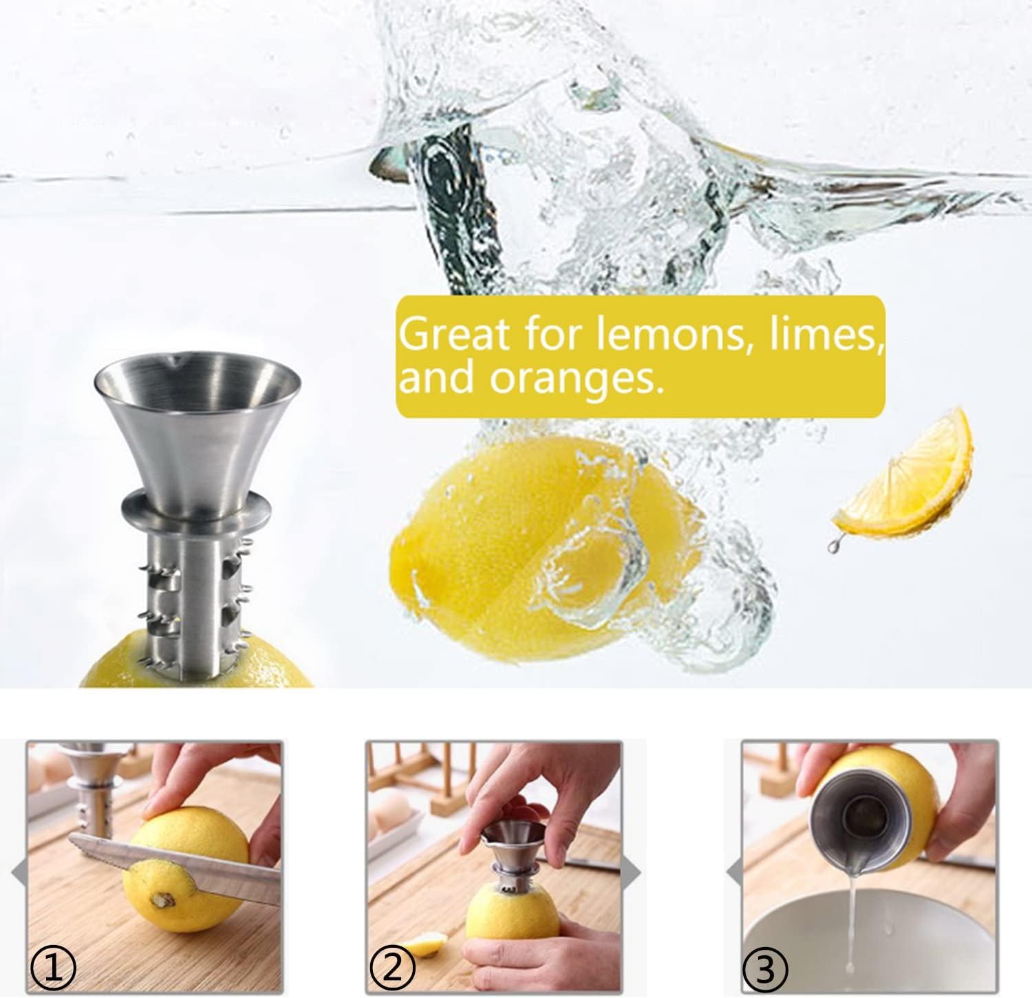 Best Utensils Stainless Steel Manual Lemon Juicer Squeezer Reamer 18/8 Stainless Steel Hand Held Citrus Juicer And Lemon Pourer