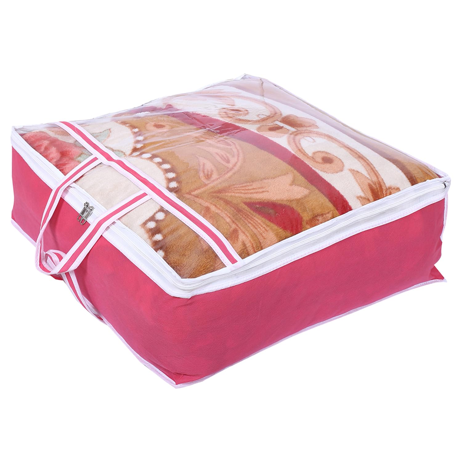 Kuber Industries Blanket Cover | NonWoven Blanket Cover | Zipper Storage Bag For Blanket Organizer With Top Transparent Window 